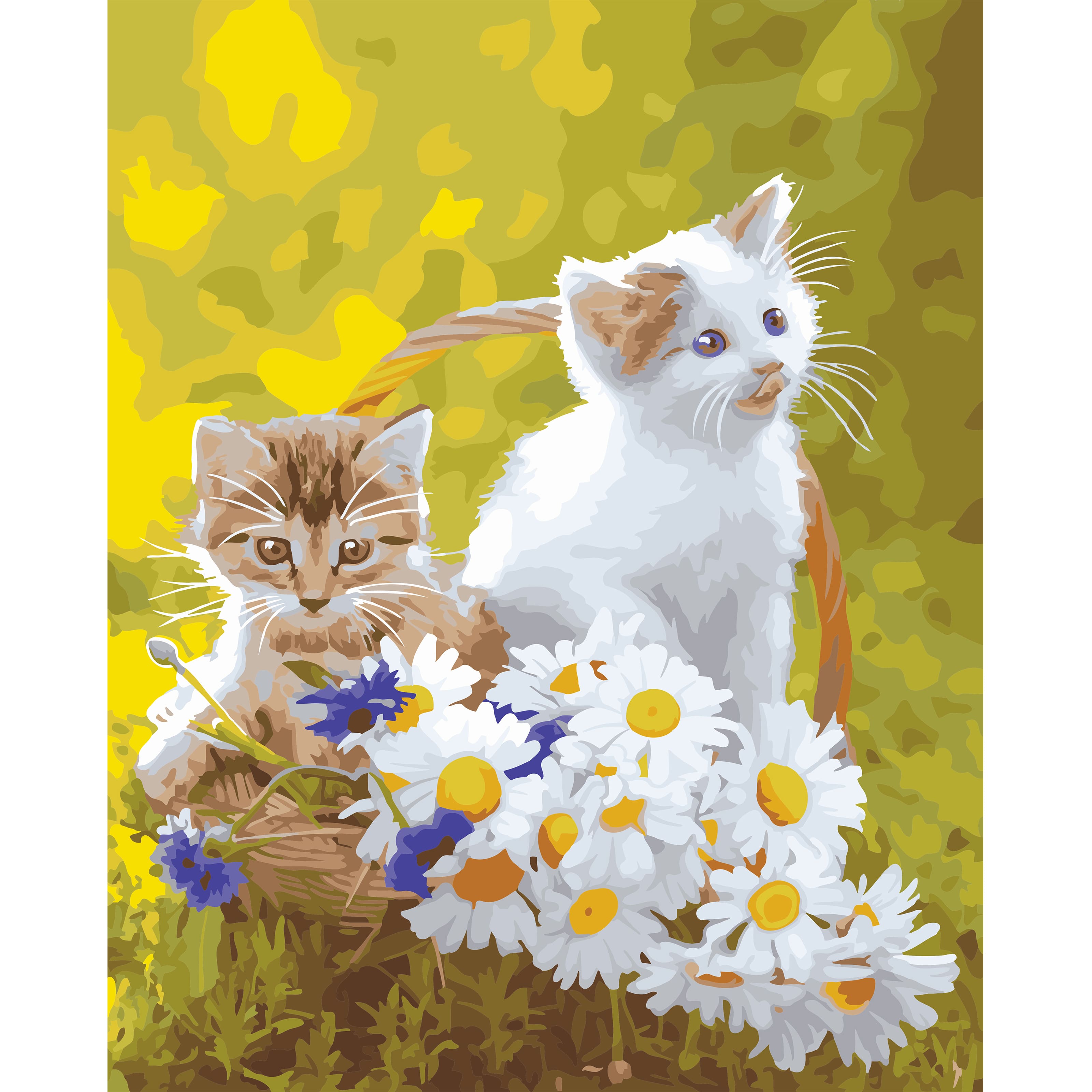 16" x 20" Kittens & Daisies Paint-by-Number Kit with Wood Display Hanger by Artist's Loft®