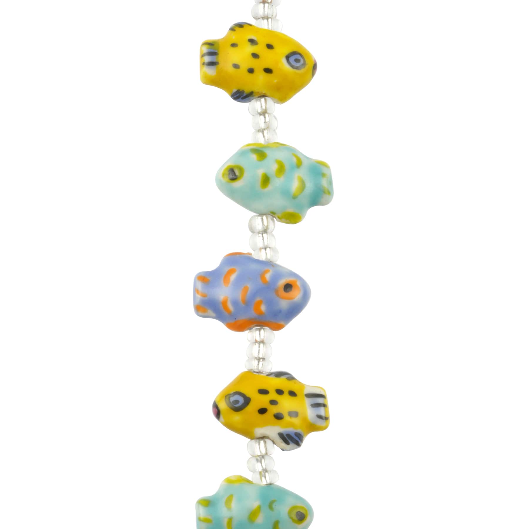 Ceramic Fish Beads | Orange Fish Bead | Green Fish Bead | Animal Beads |  Beading Supply | Jewelry Supply | THREE (3) beads