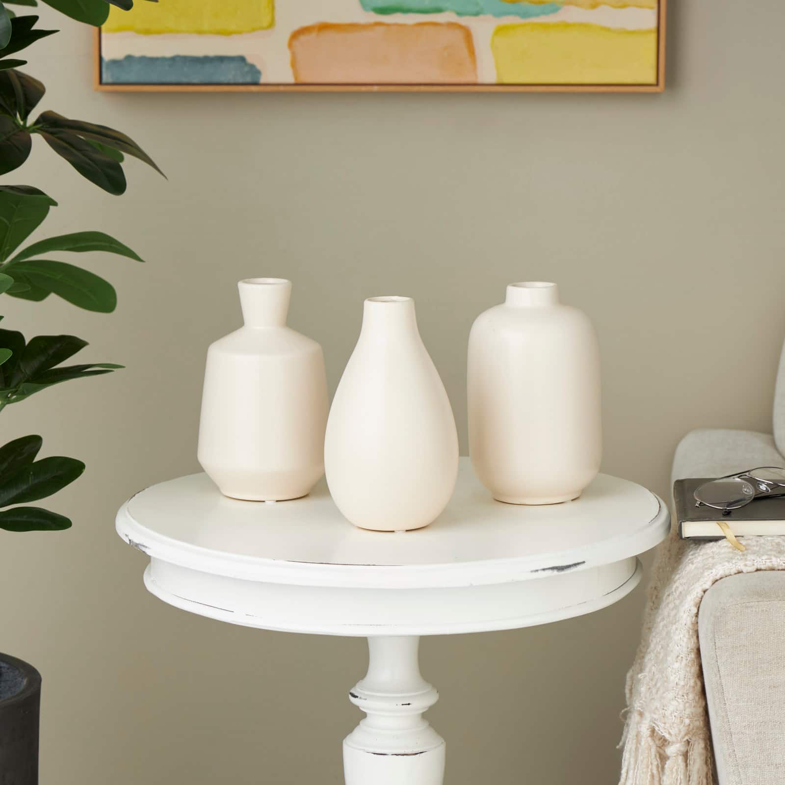 Cream Minimalistic Ceramic Vase Set