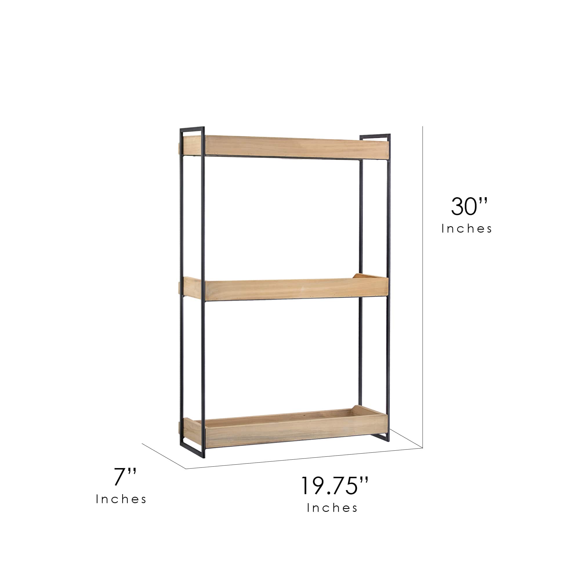 2.5ft. Wood &#x26; Metal 3 Tier Wall Mounted Shelving Unit