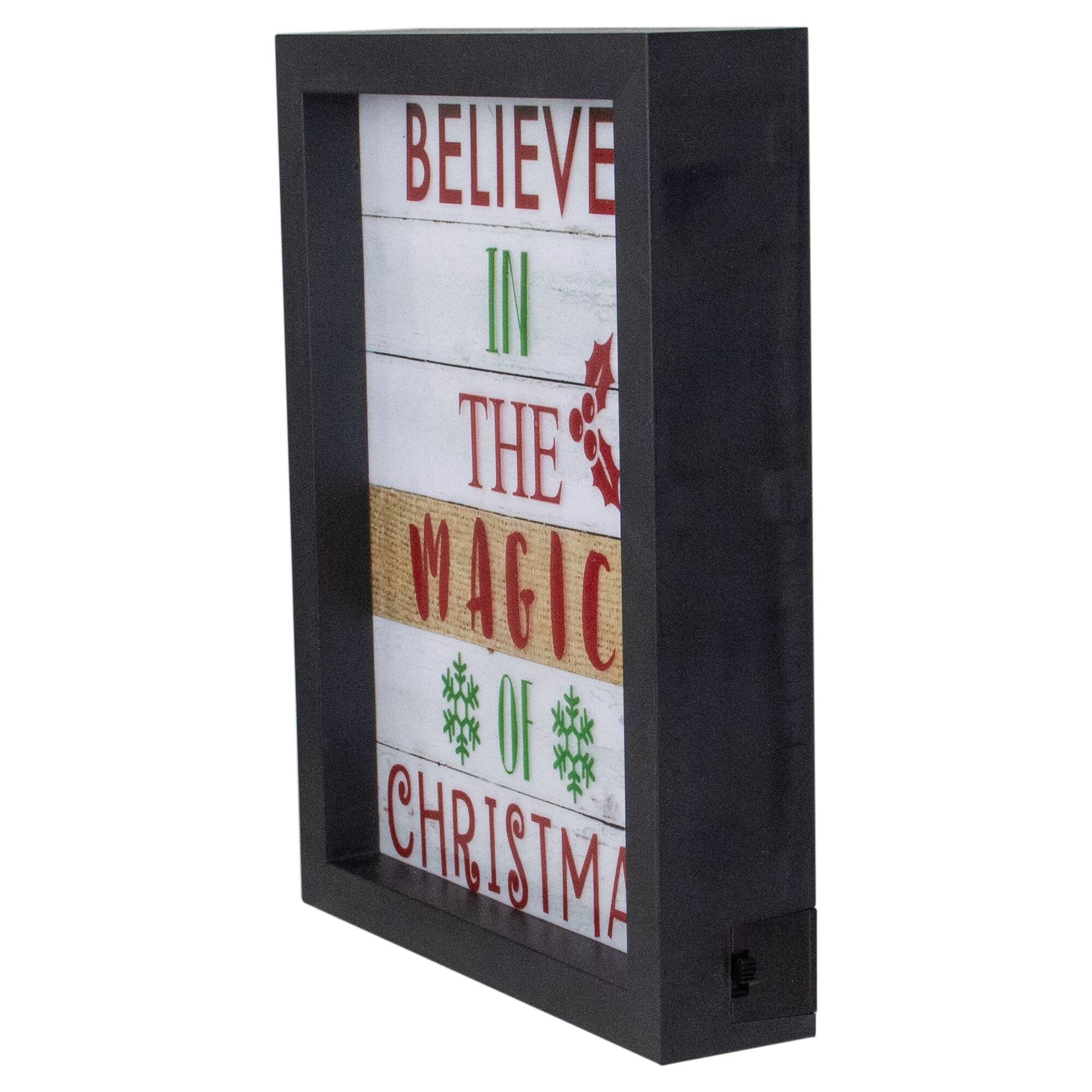 LED Lighted &#x27;Believe in the Magic of Christmas&#x27; Shadow Box Wall Art