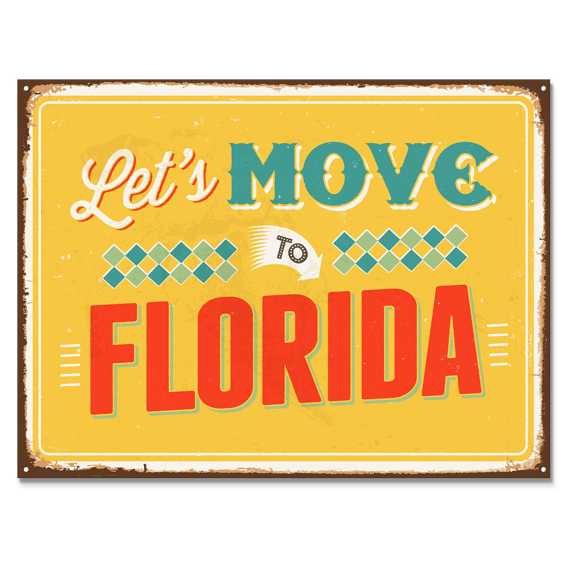  Designart - Vintage Florida sign - Cottage Canvas Wall Art
