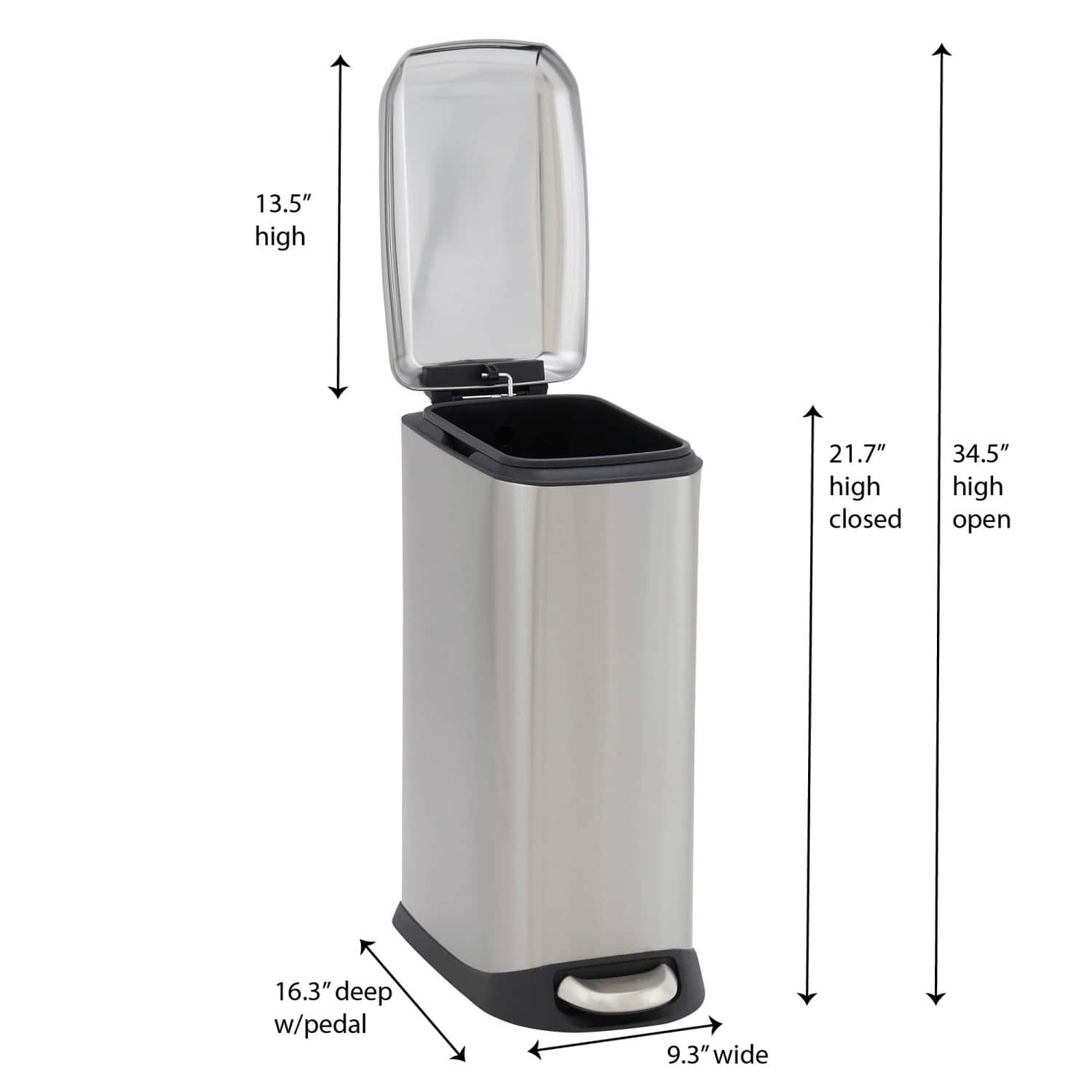 Household Essentials 5 gal. Slim Stainless Steel Trash Can