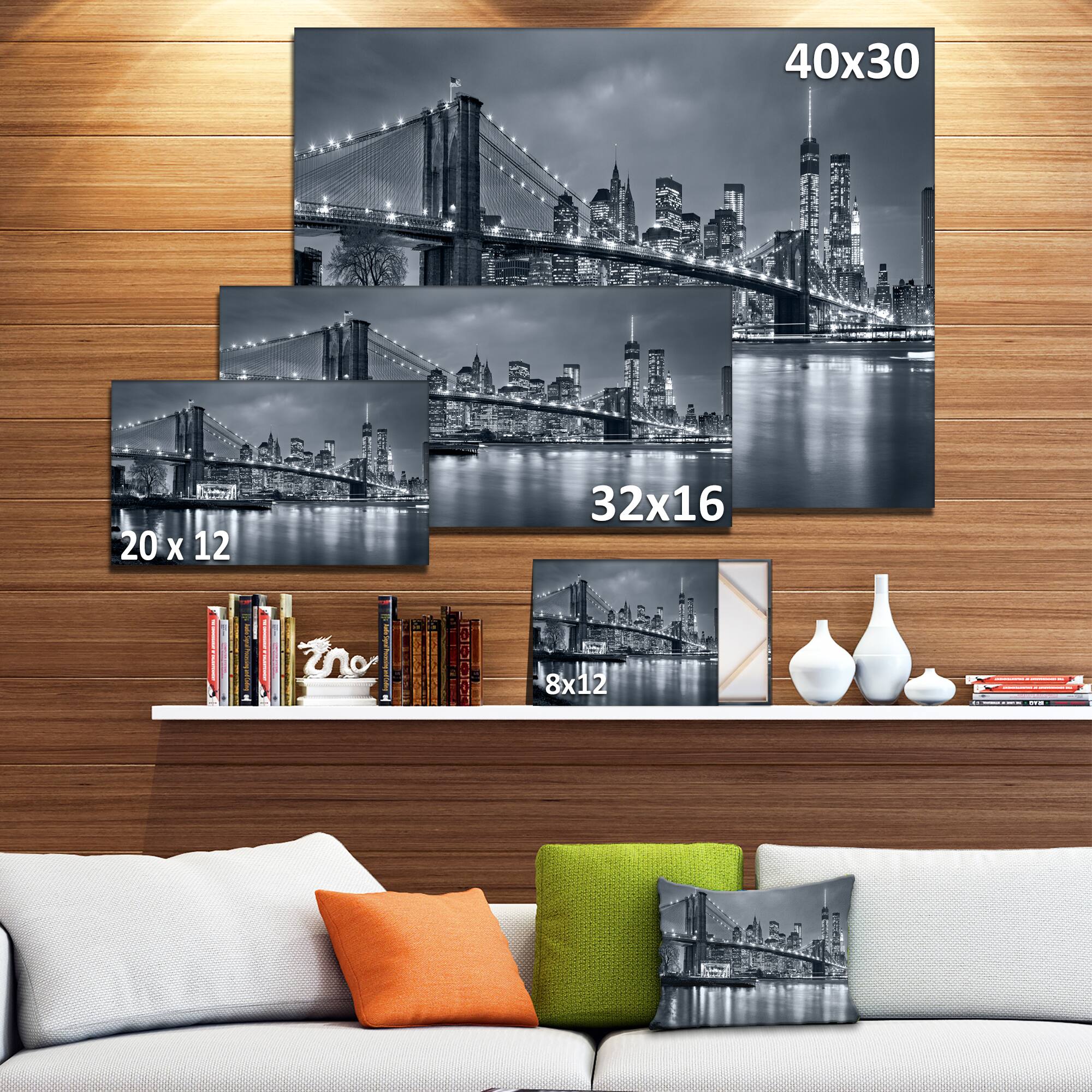 Designart - Panorama New York City at Night - Cityscape Canvas Print