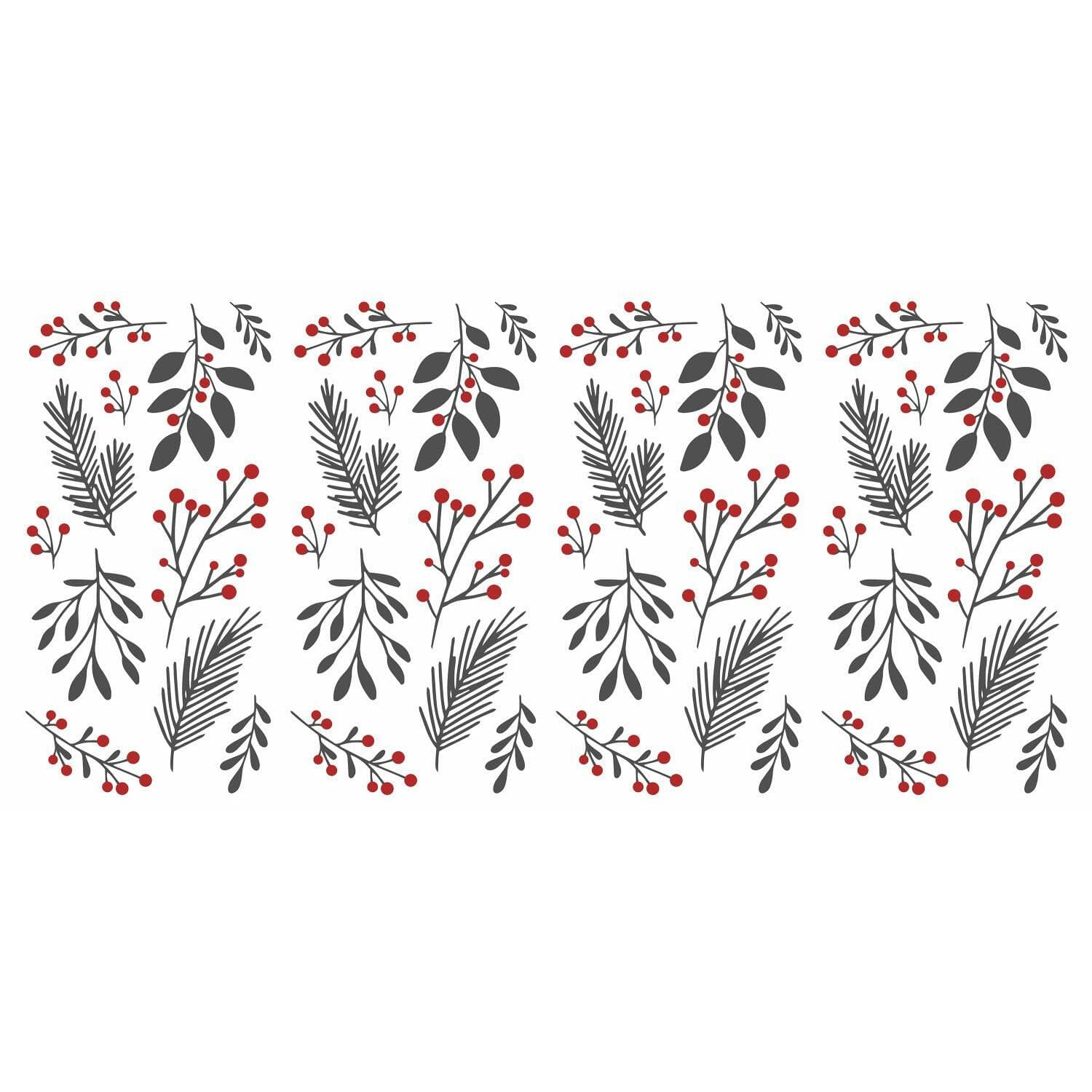 Holly Berries & Twigs Peel And Stick Wall Decals