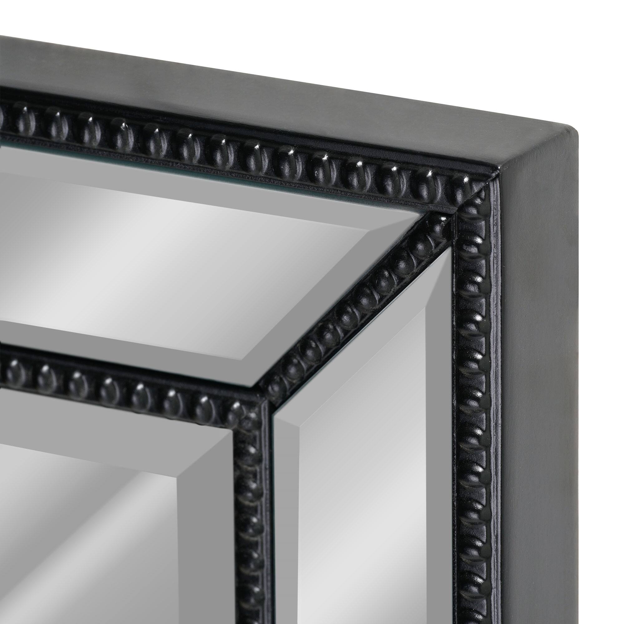 Head West Black Metro Beaded Glass Framed Vanity Mirror - 36" x 24"