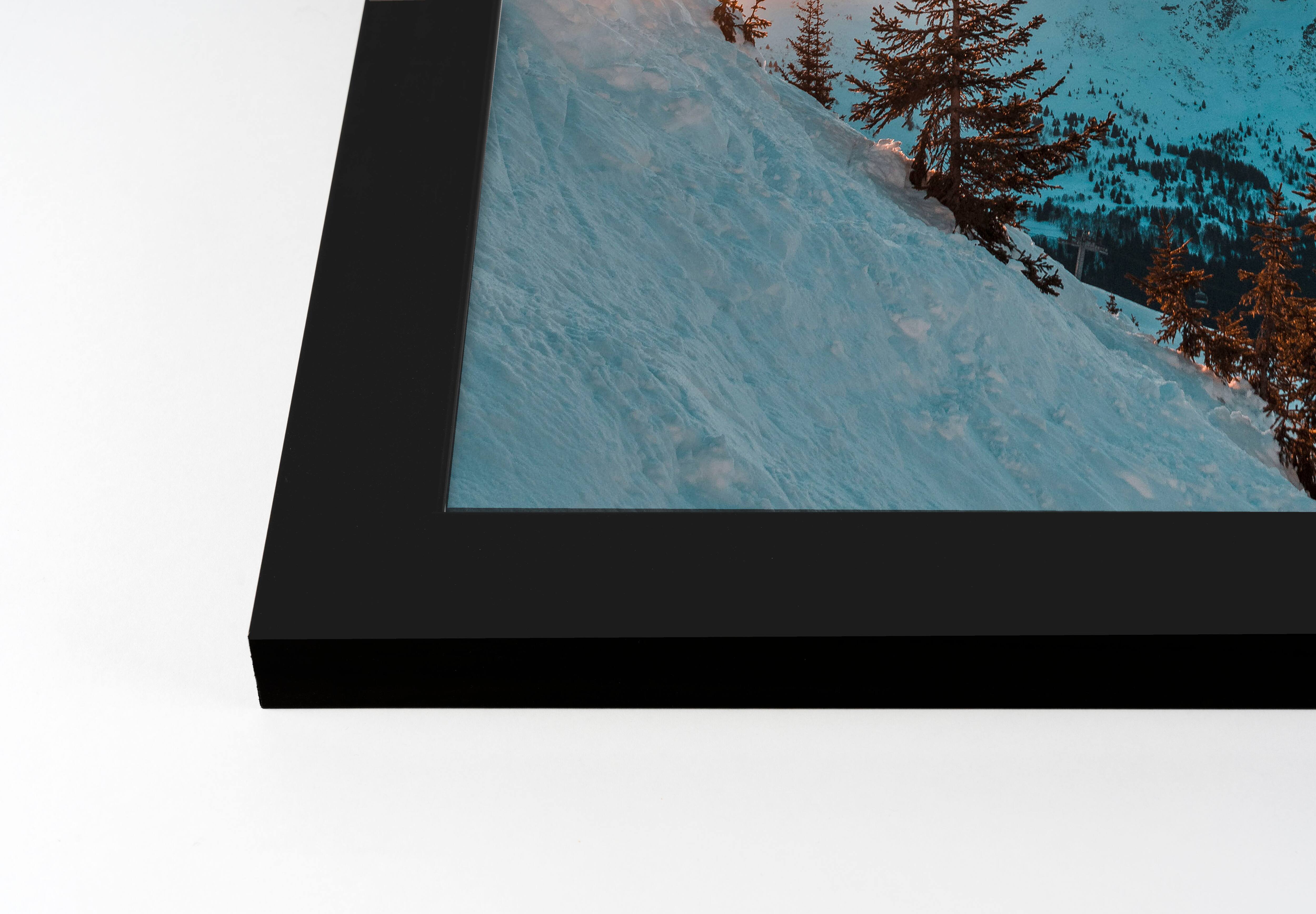 Unsplash Ski Lift Sunset Slopes Black Framed Print Under Plexiglass