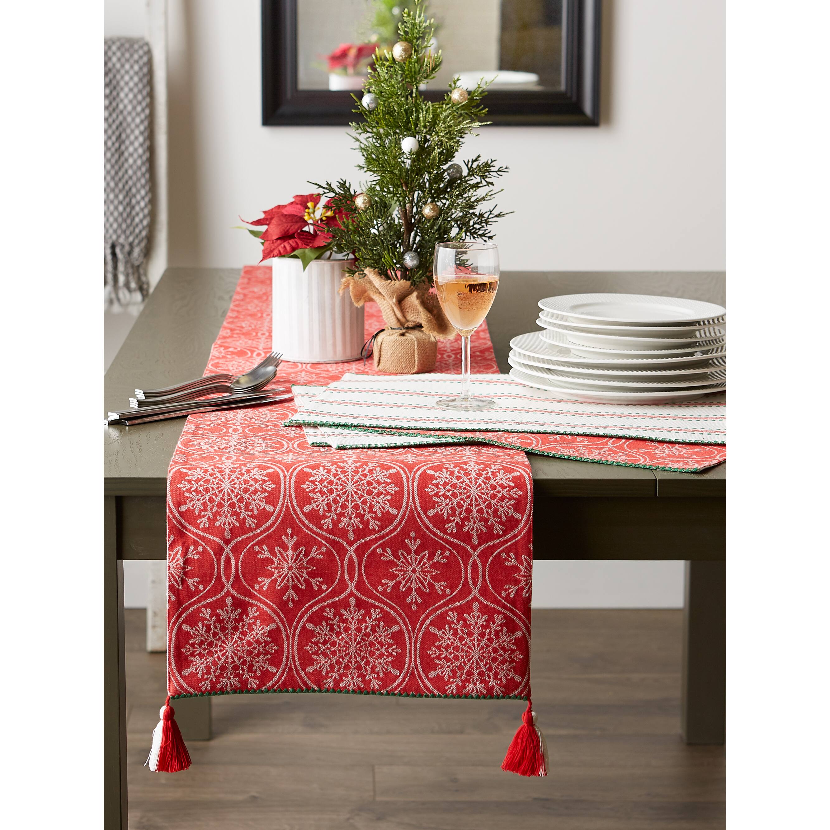 DII® 108'' Joyful Snowflakes Jacquard Reversible Table Runner