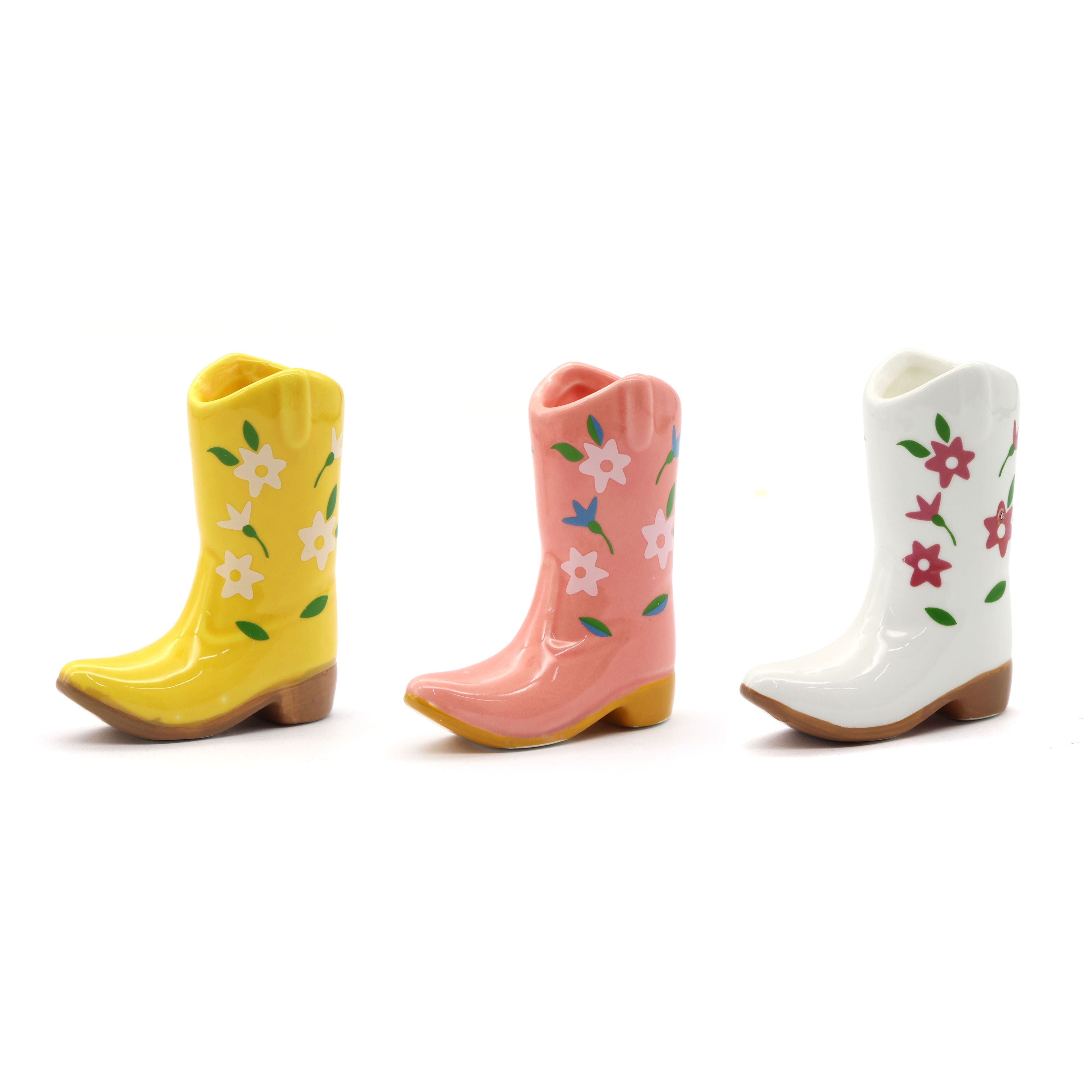 Assorted 3.25&#x22; Floral Cowgirl Boot Vase, 1pc. by Fab Finds