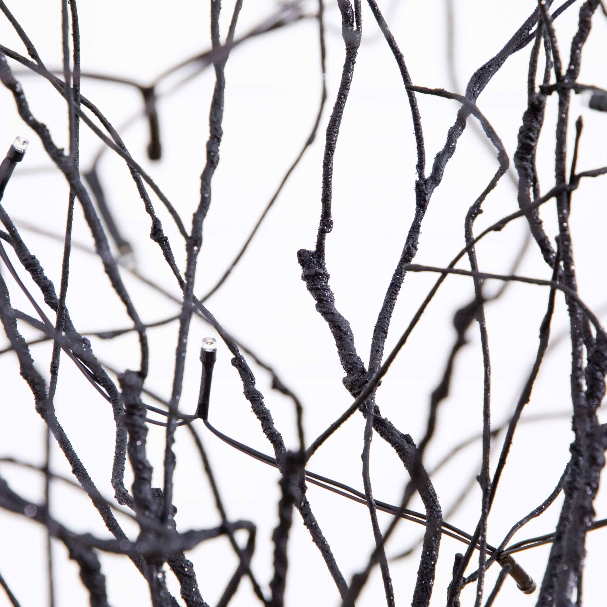 5ft. Pre-Lit Artificial Halloween Black Twig Tree with Bats and 50 Warm White LED Lights