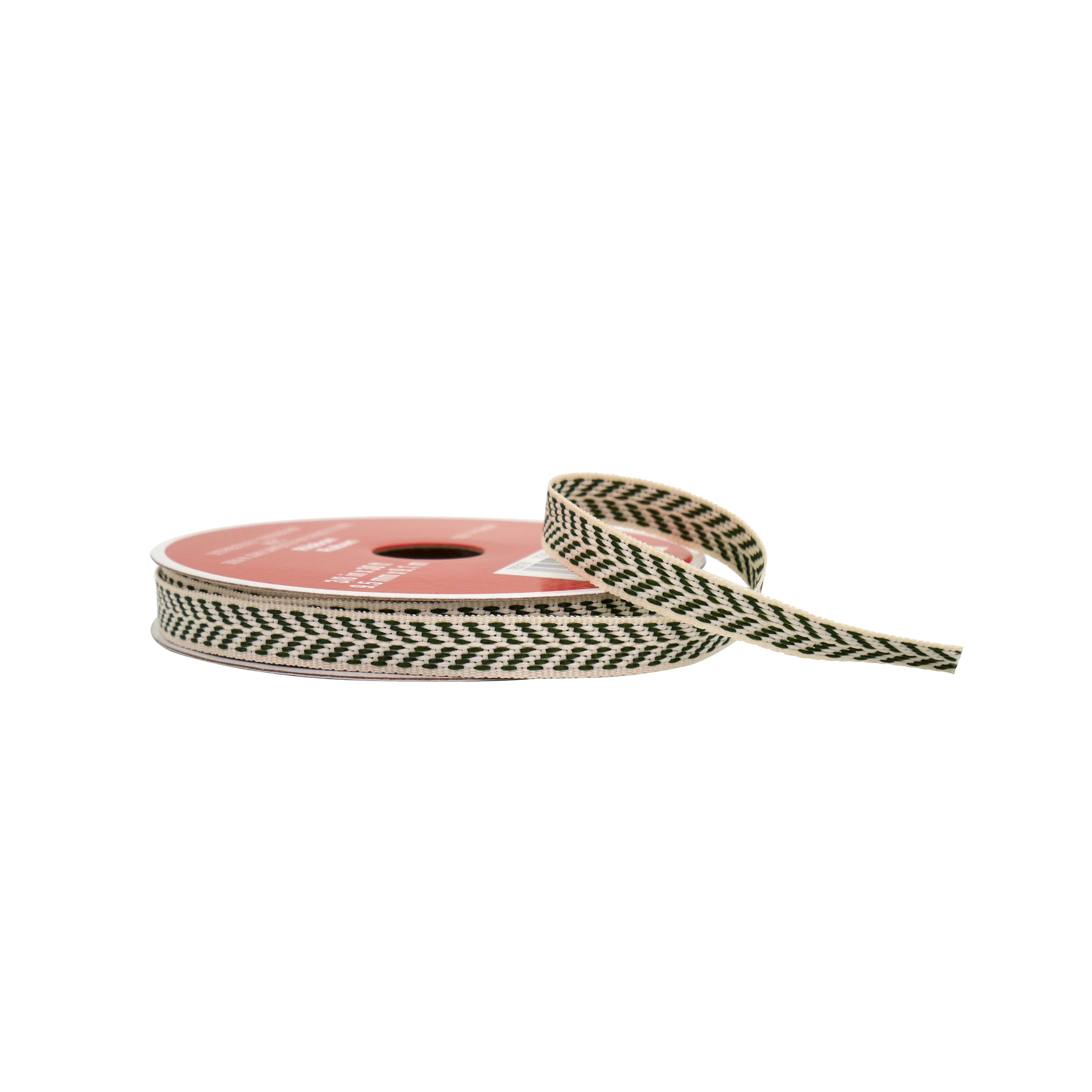 3/8&#x22; x 30ft. Green Herringbone Ribbon by Celebrate It&#xAE;
