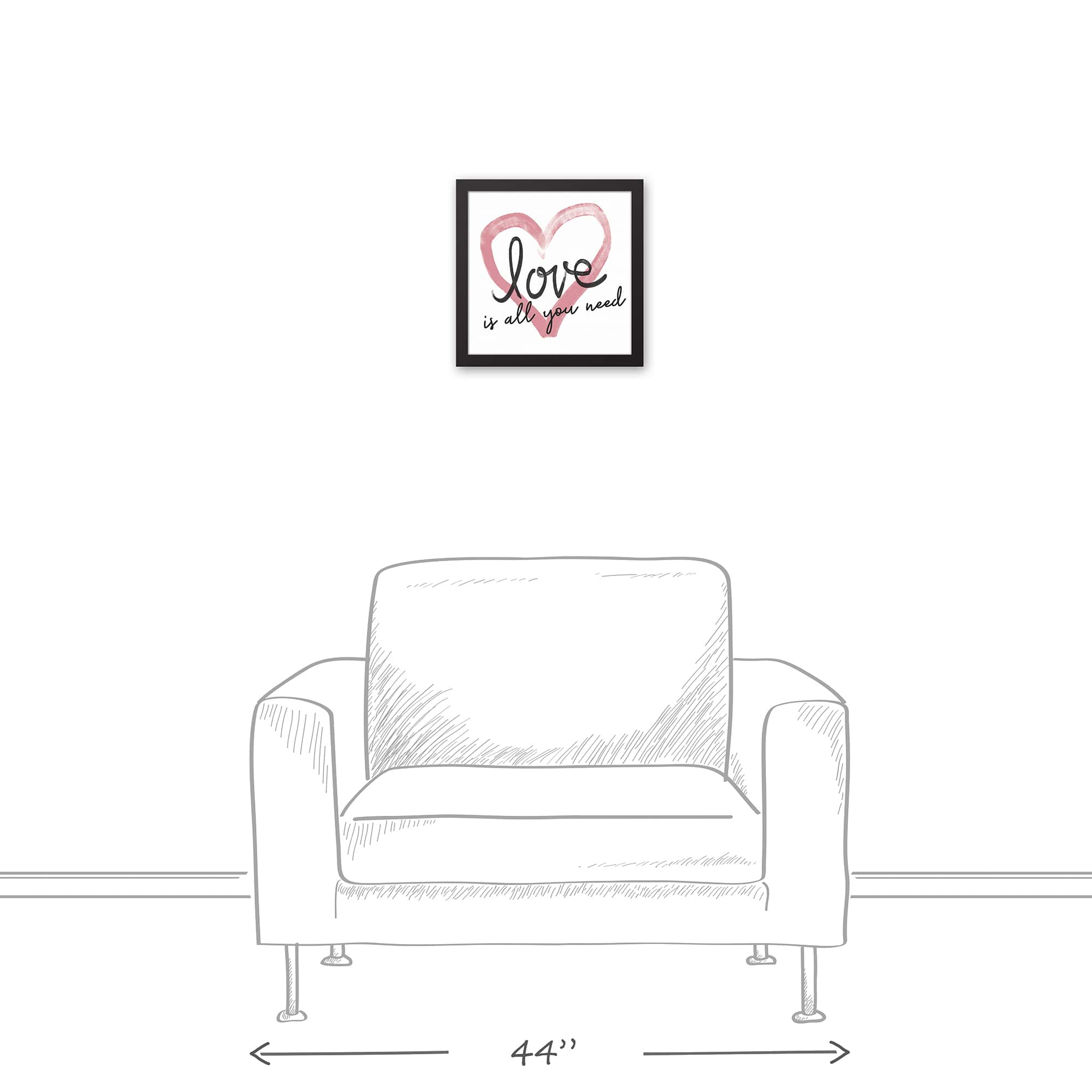 Love is all You Need Heart 13.73&#x22; x 13.73&#x22; Black Framed Canvas