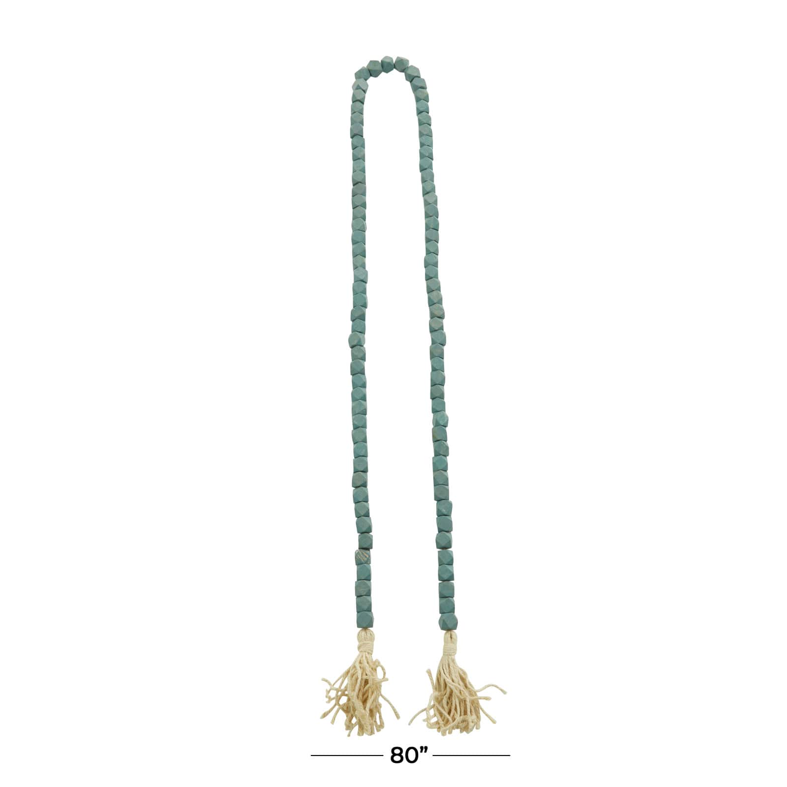 80" Bohemian Mango Wood Beads with Tassels Garland