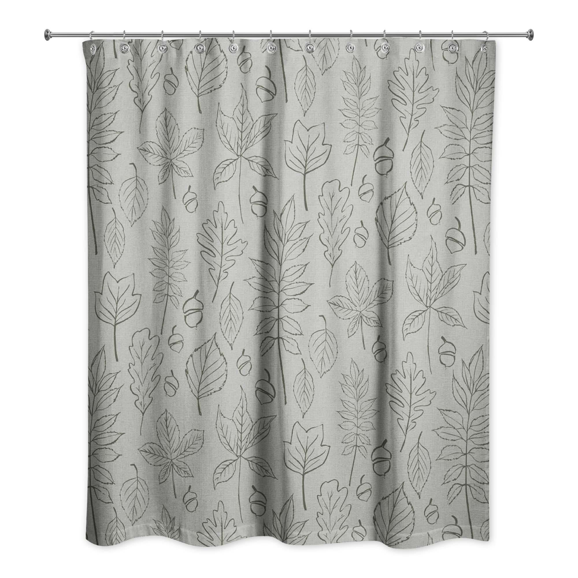 Green Fall Leaves Shower Curtain