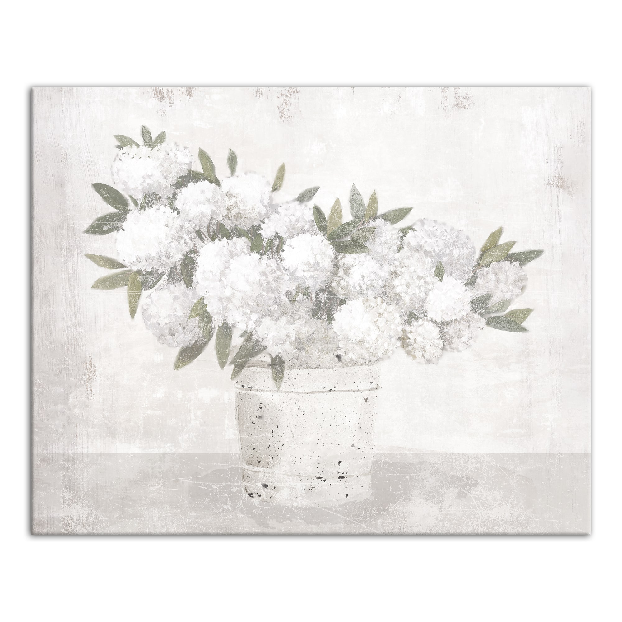 White Hydrangeas 30&#x22; x 24&#x22; Canvas Wall Art