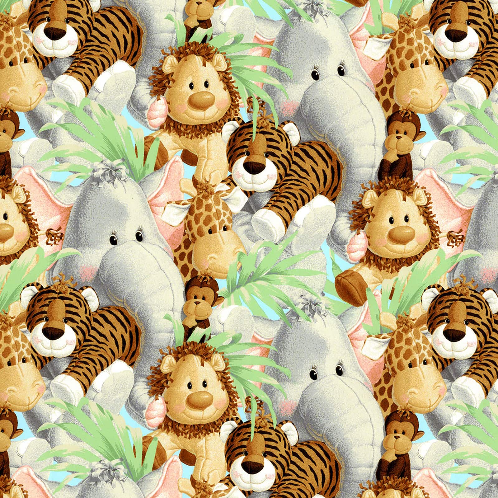 Fabric Traditions Bright Multicolor Packed Jungle Babies Cotton Fabric