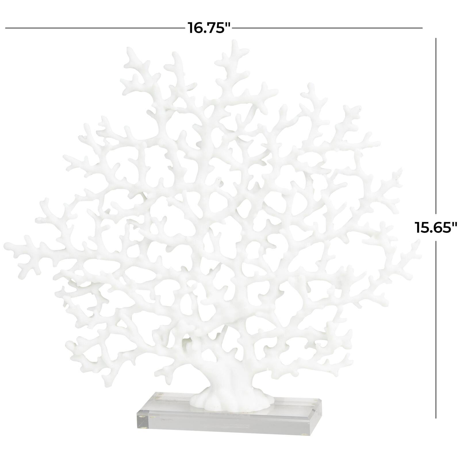 16.75" White Coral Sculpture Décor with Clear Base