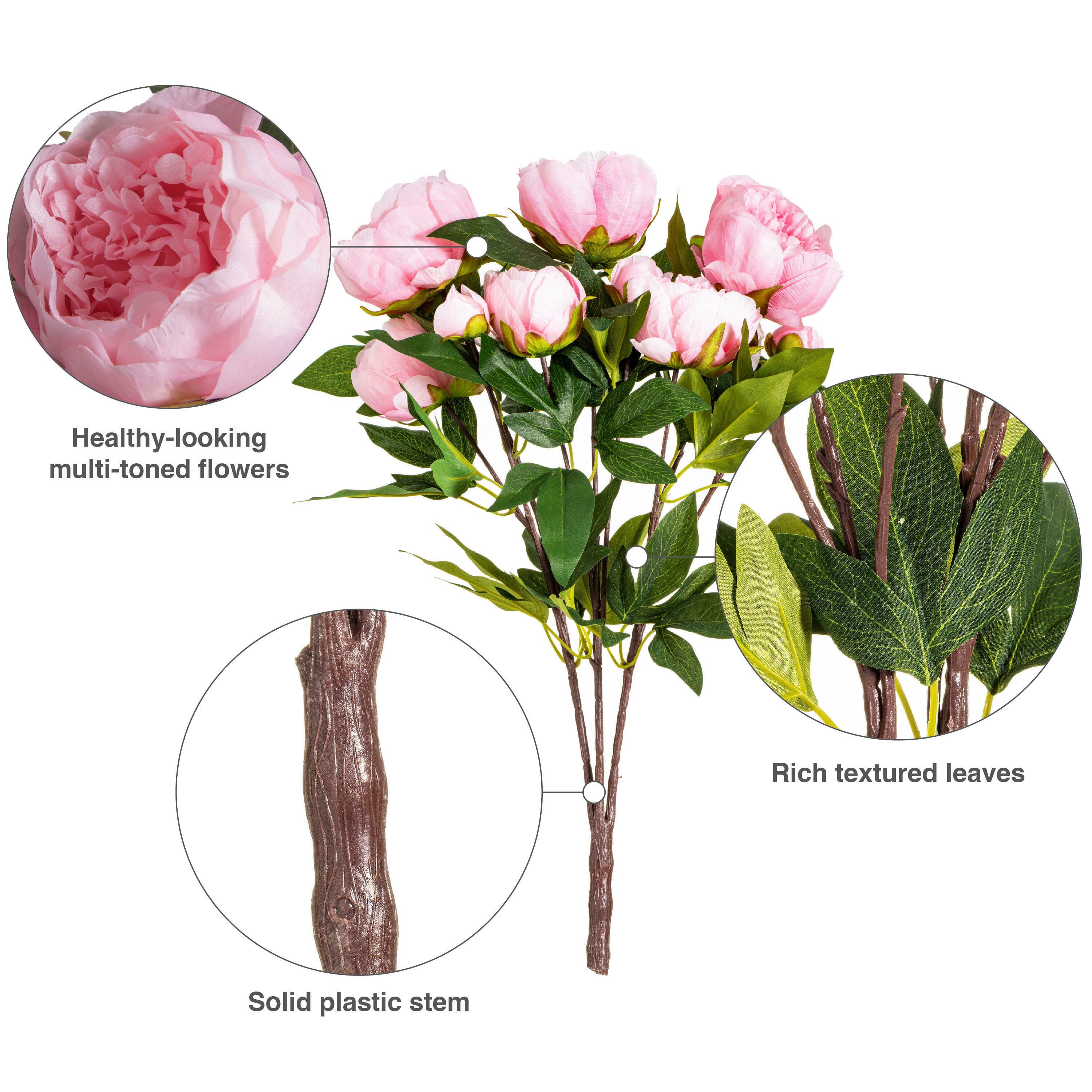 23&#x22; Artificial Brush Pink Peony Spray with 6 Flowers