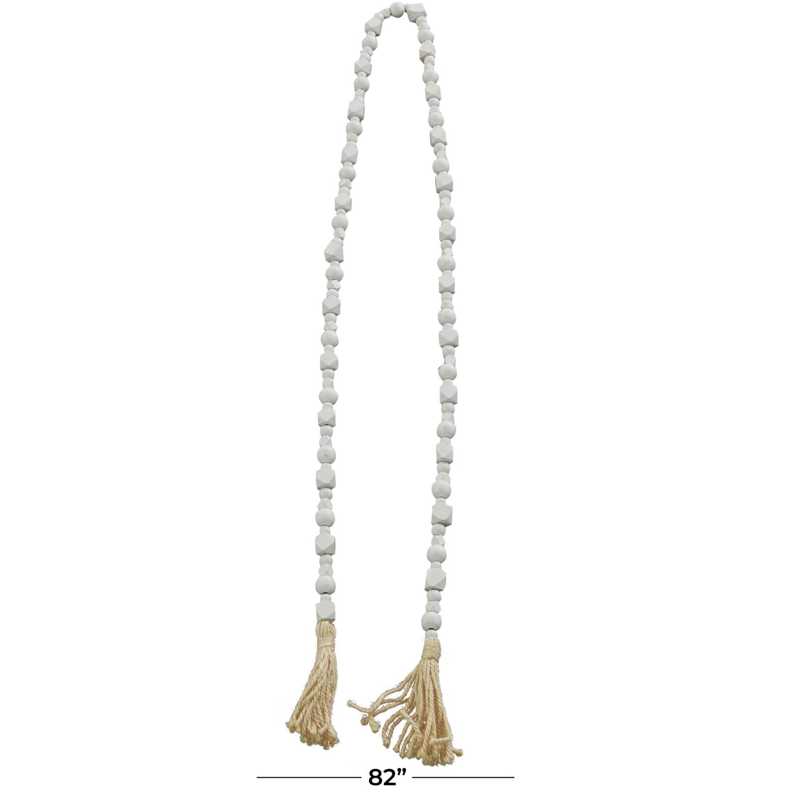 80&#x22; Geometric Wood Bead Garland with Tassels