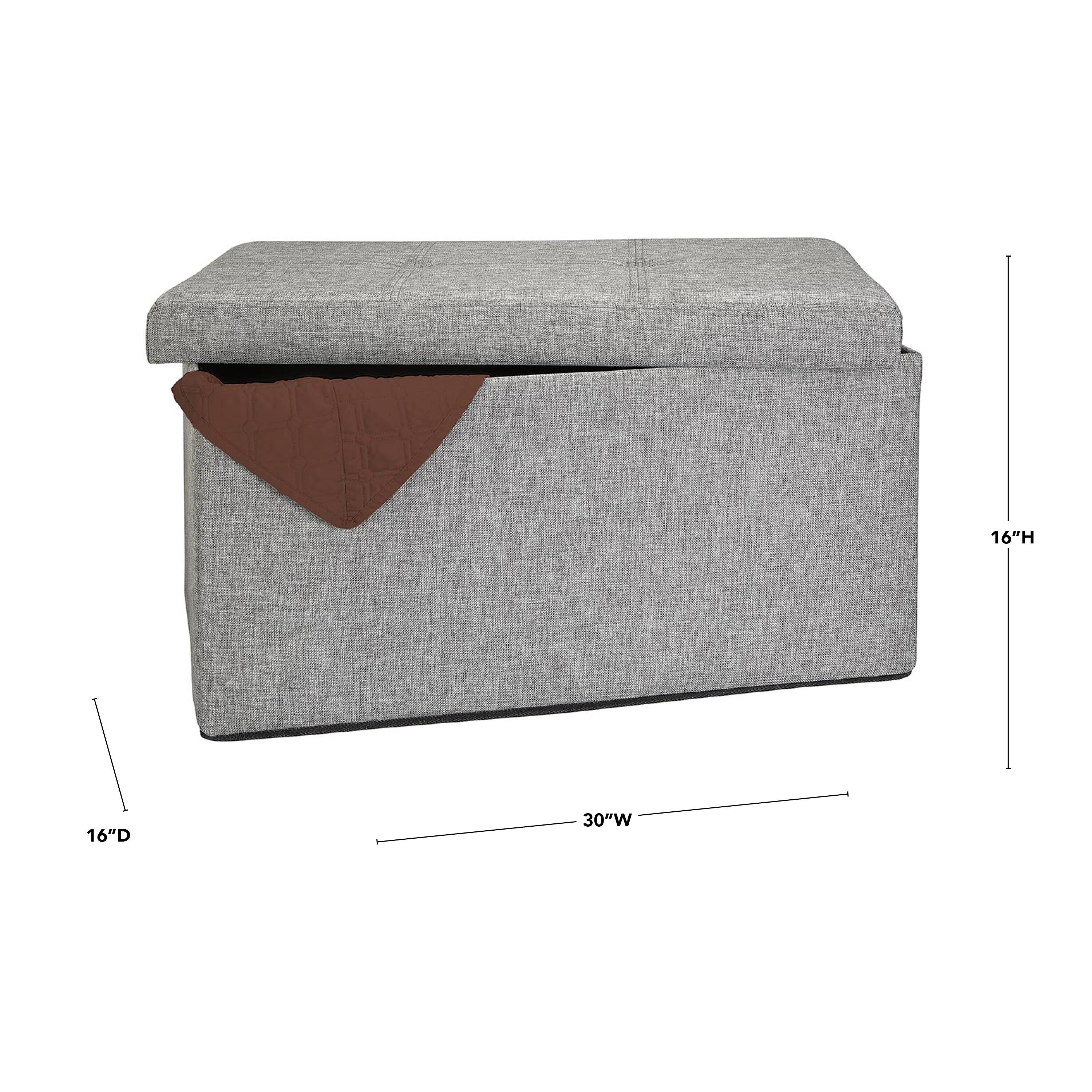 Simplify 30" Faux Linen Double Folding Storage Ottoman