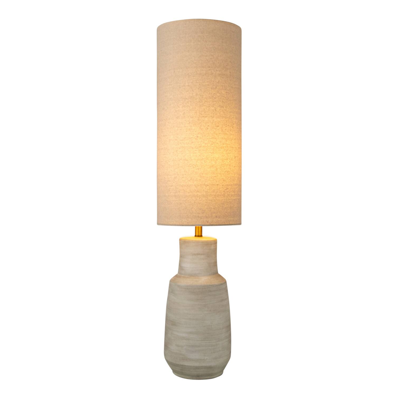 Hello Honey® 4ft. Sand Color Ceramic Floor Lamp with Linen Shade