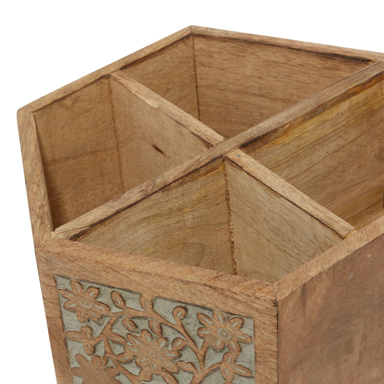 10&#x22; Natural Brown Wood Rustic Lazy Susan Caddy