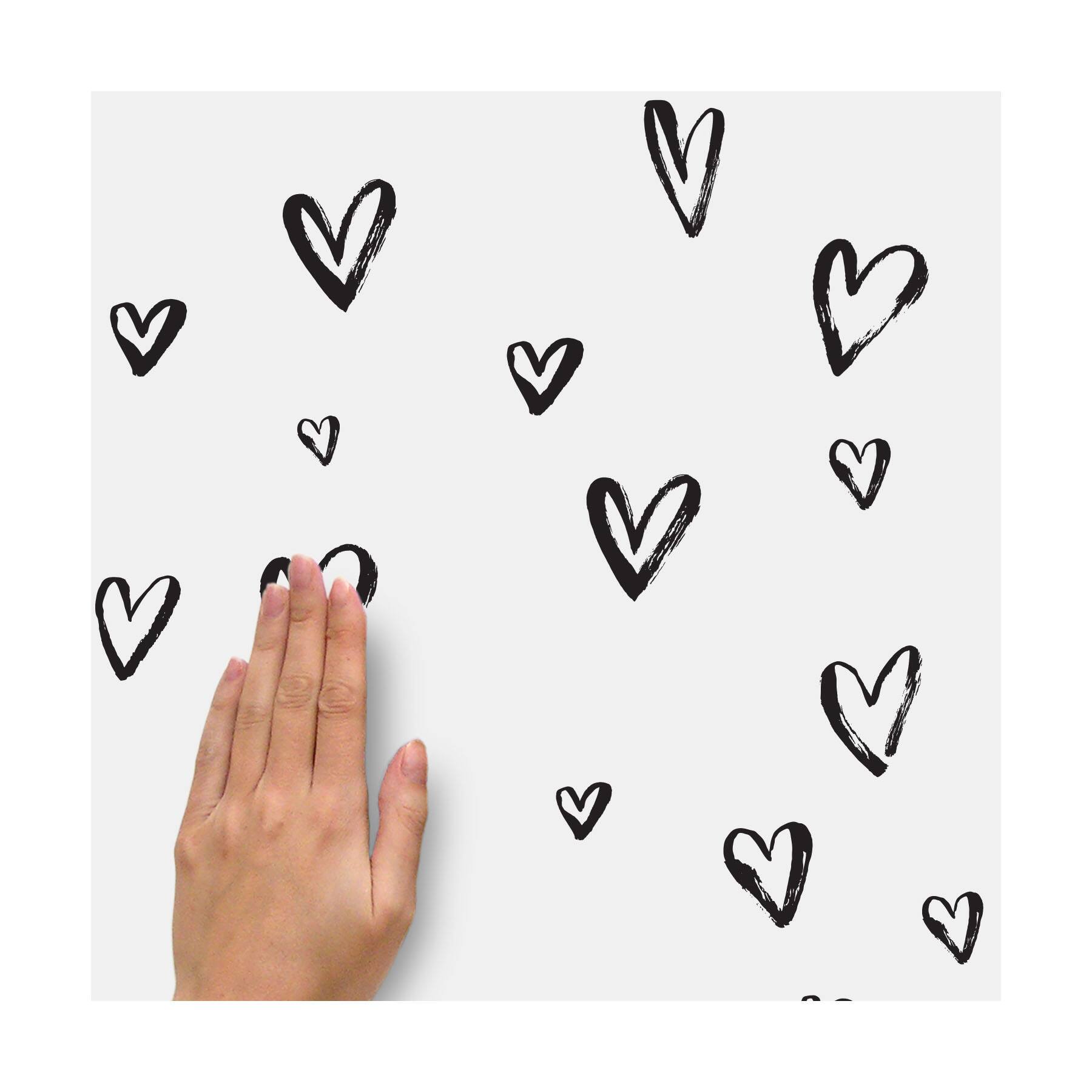 RoomMates Black Sketchy Hearts Peel &#x26; Stick Wall Decals