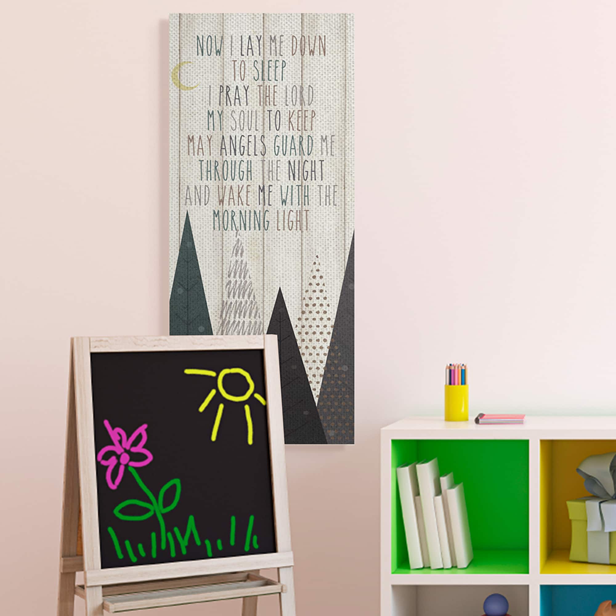 Stupell Industries Lay Me Down To Sleep Quote Triangle Tree Forest Canvas Wall Art