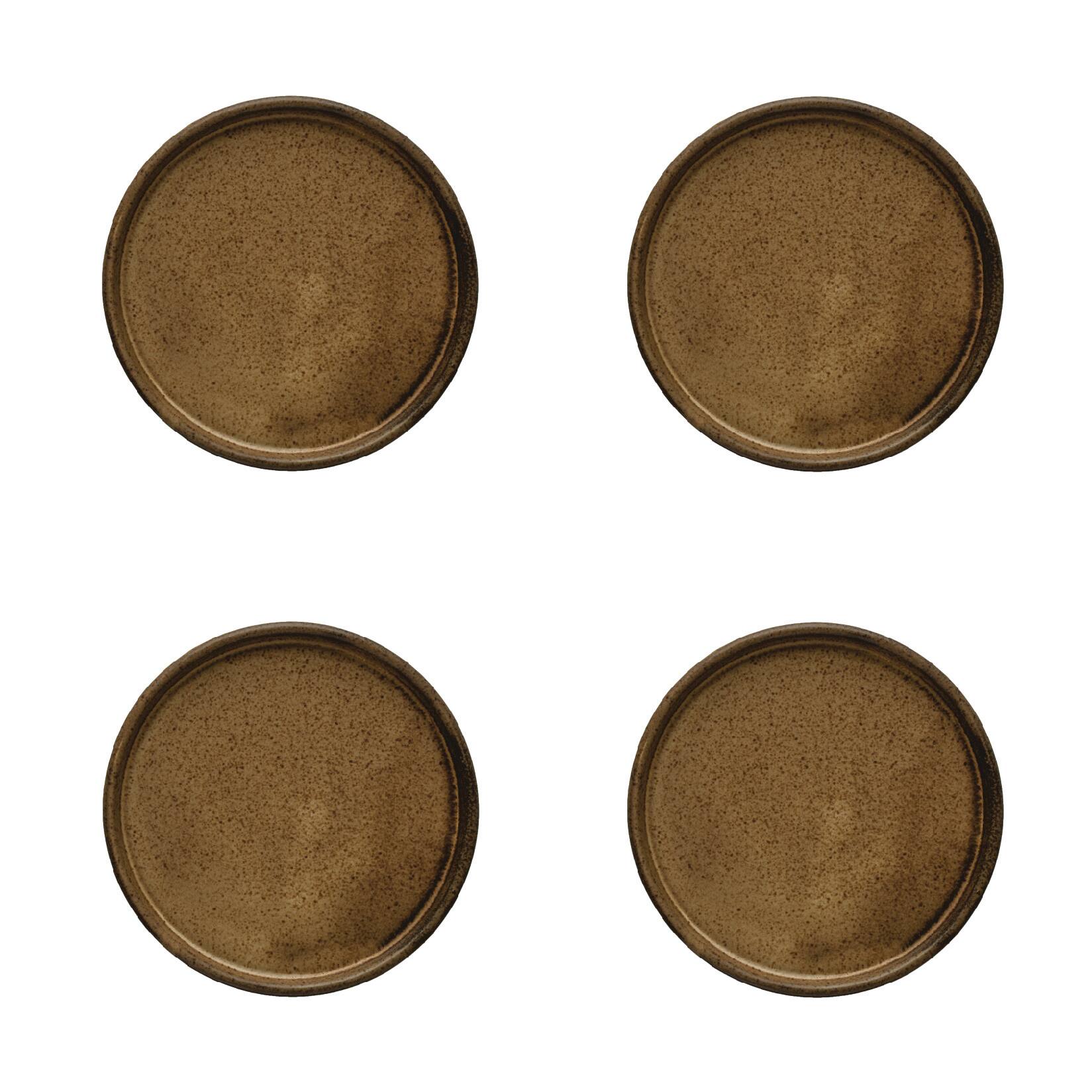 Hello Honey® Brown Reactive Glaze Modern Stoneware Plate Set