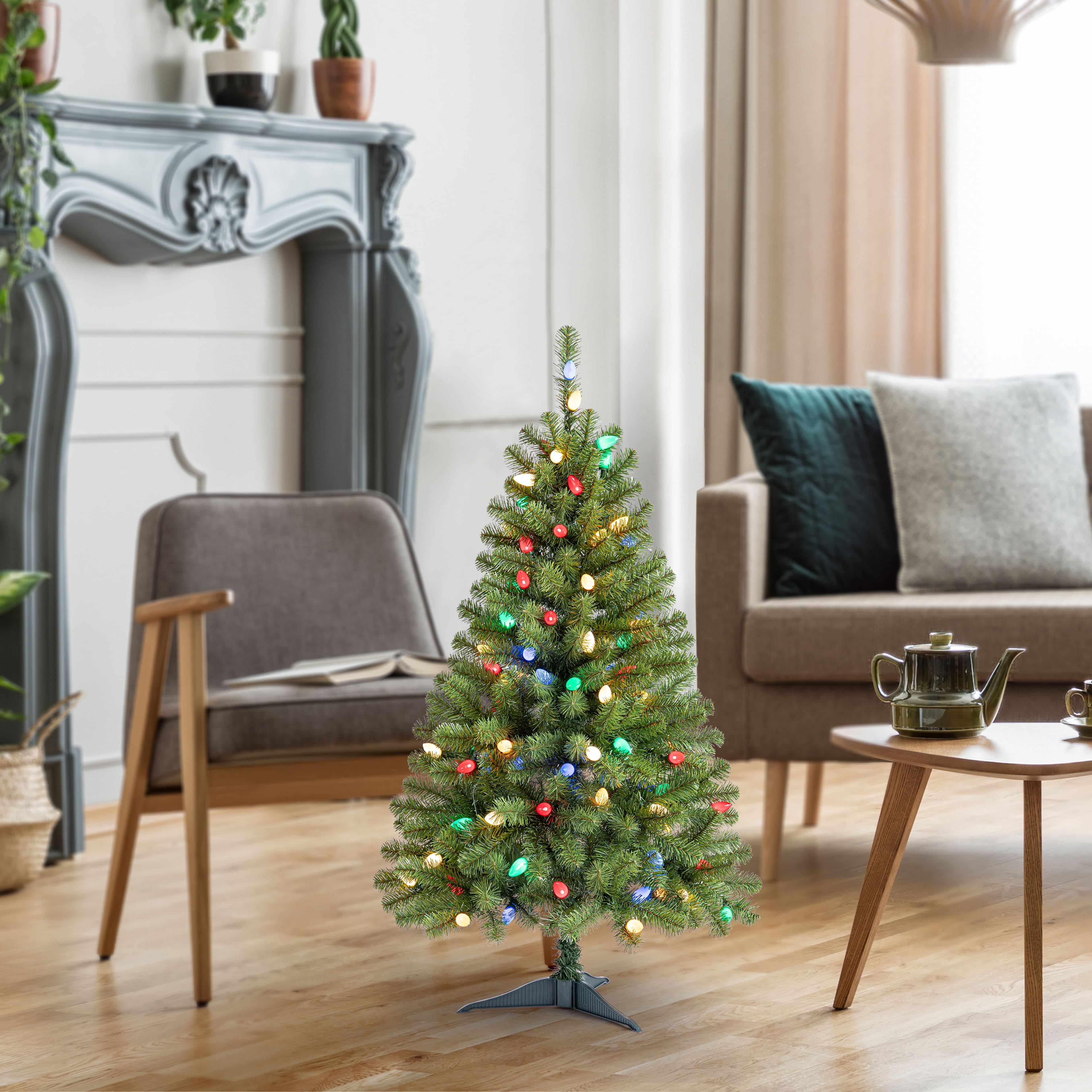 4ft. Pre-Lit Lakewood Spruce Artifical Christmas Tree, C7 Multicolor LED Lights by Ashland&#xAE;
