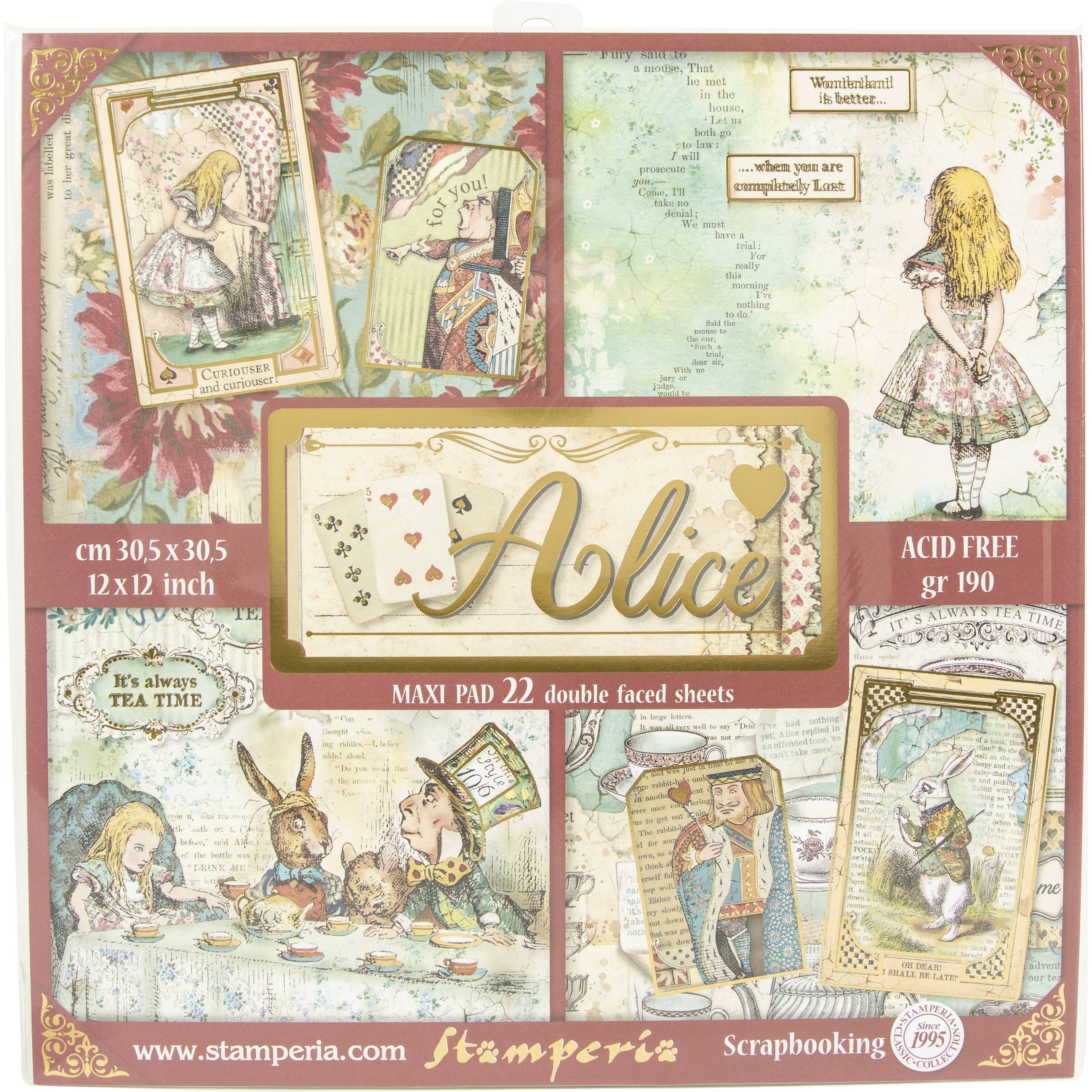 Stamperia Alice 12 x 12 Paper Pack  Alice in Wonderland Scrapbook Papers 