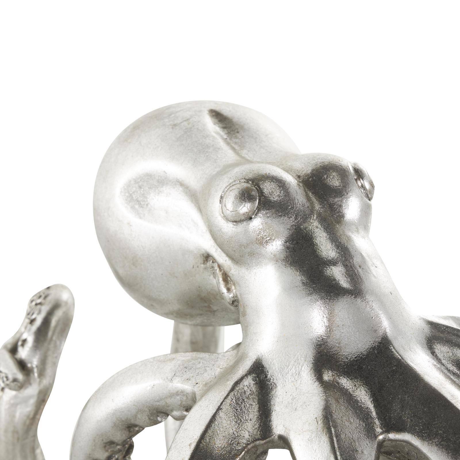 21.5" Silver Laying Octopus Sculpture