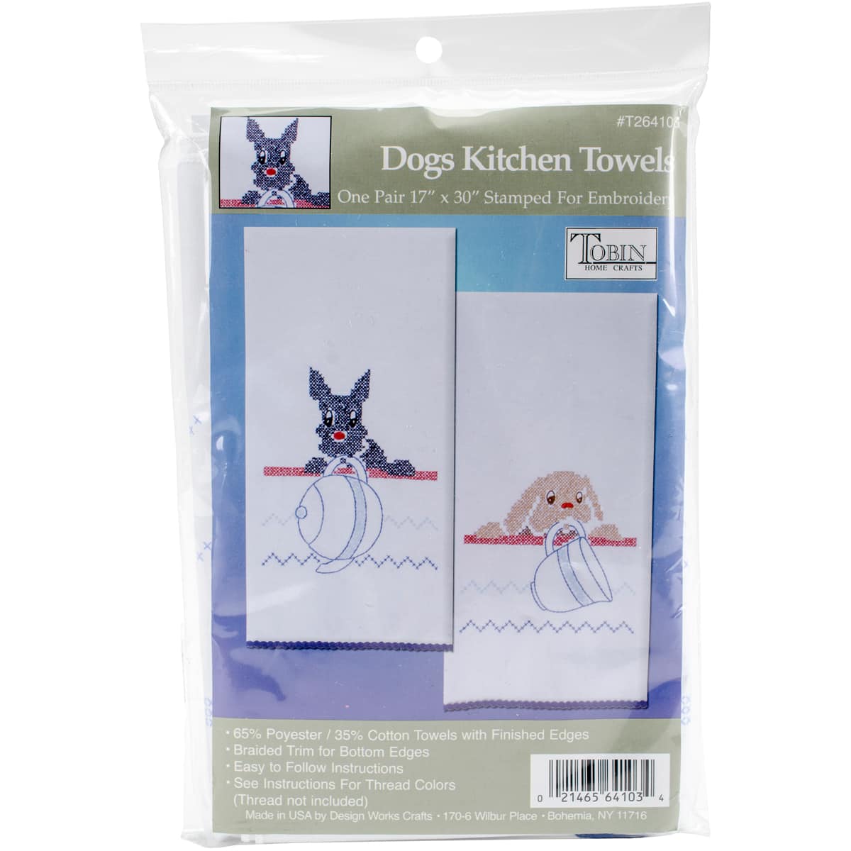 Tobin Dogs Stamped For Embroidery Kitchen Towels