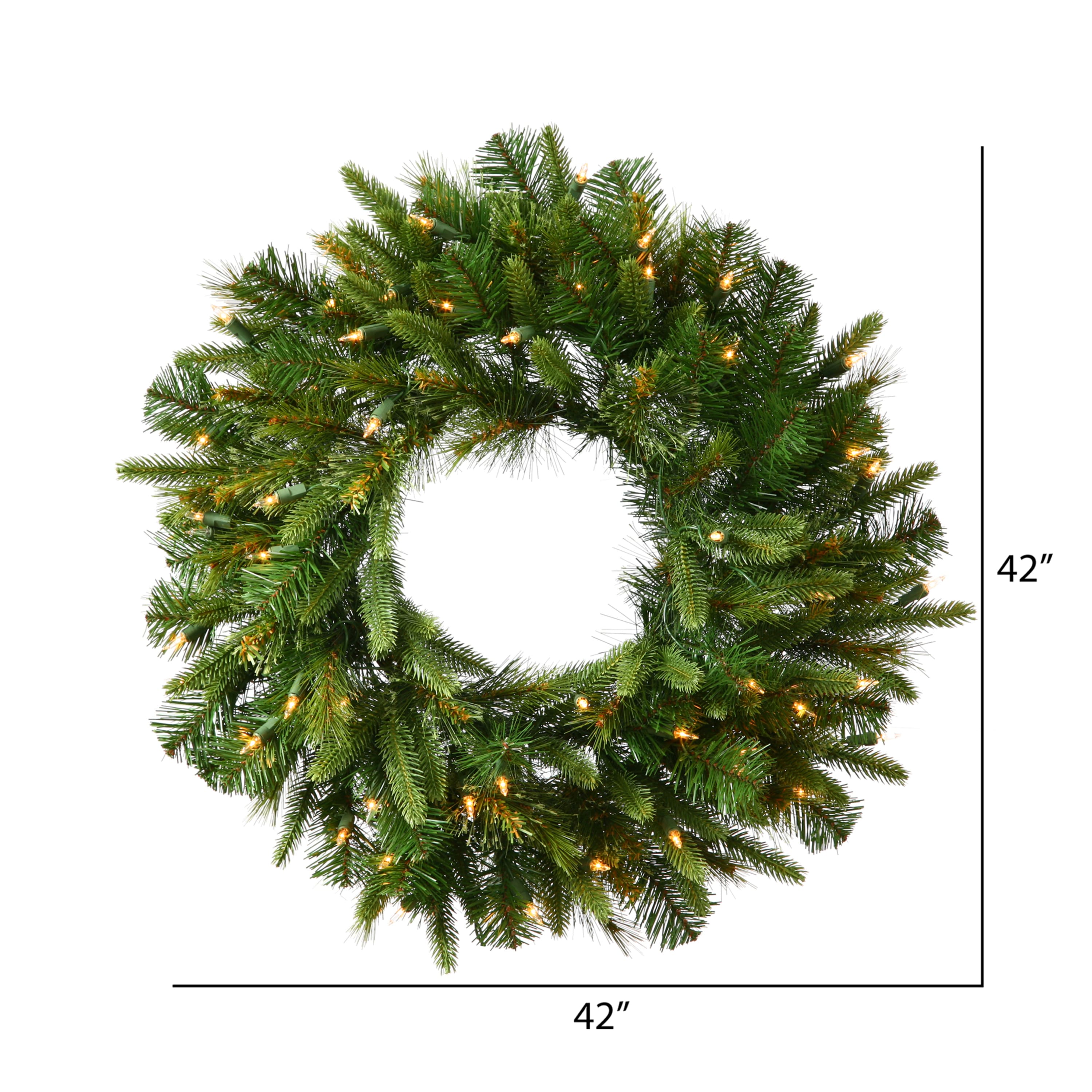42" Pre-Lit Cashmere Wreath, Warm White Dura-Lit® LED Lights