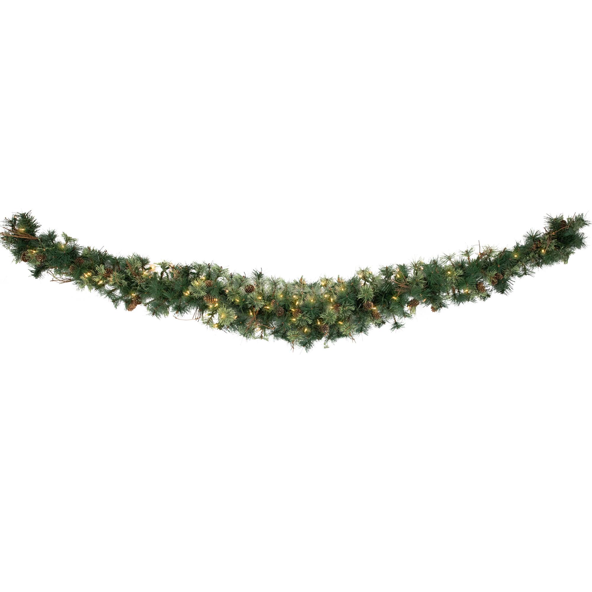 72&#x22; Pre-Lit Country Mixed Pine Artificial Christmas Swag, Clear Lights