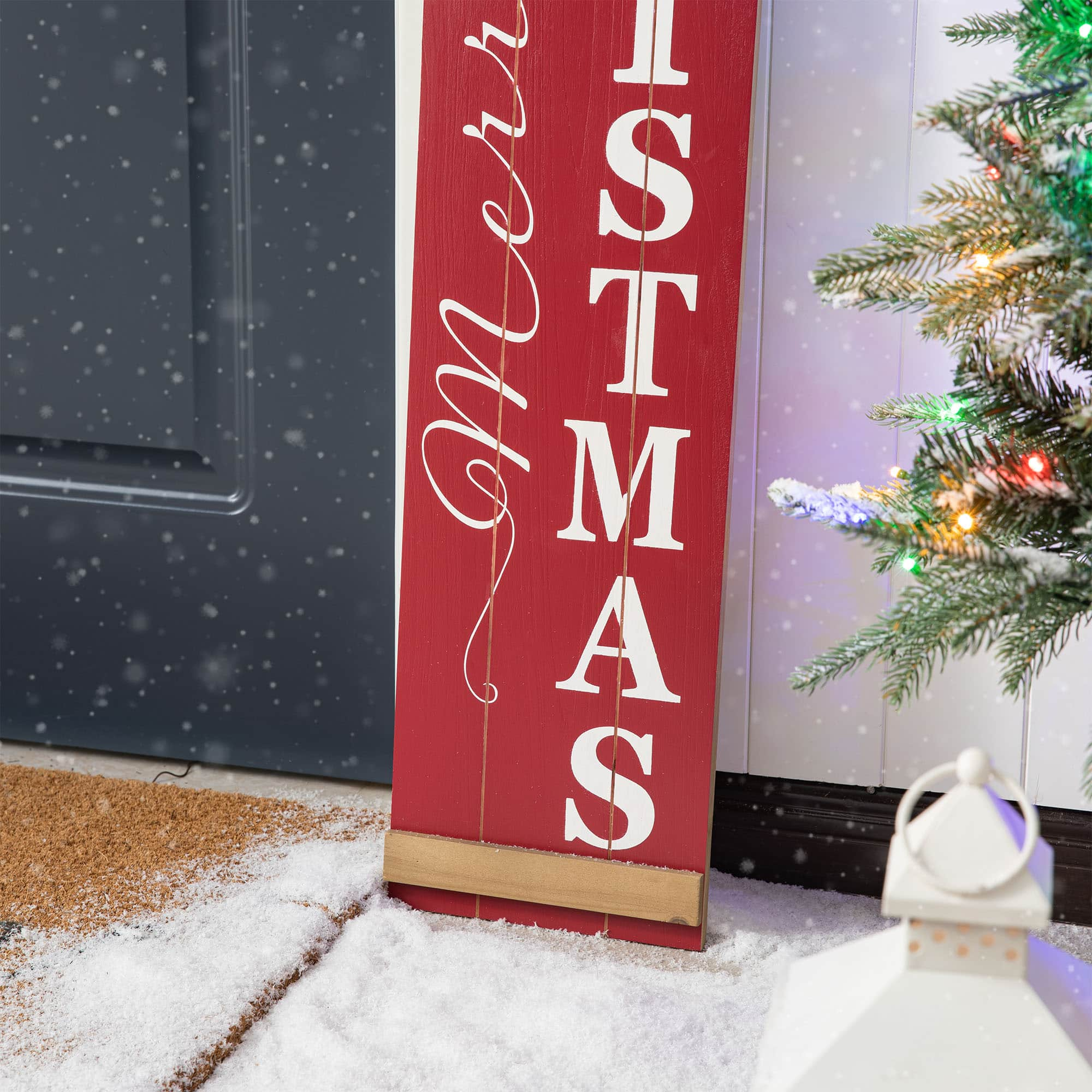 Glitzhome&#xAE; 42&#x22; &#x22;Merry Christmas&#x22; Wood Barn Porch Sign