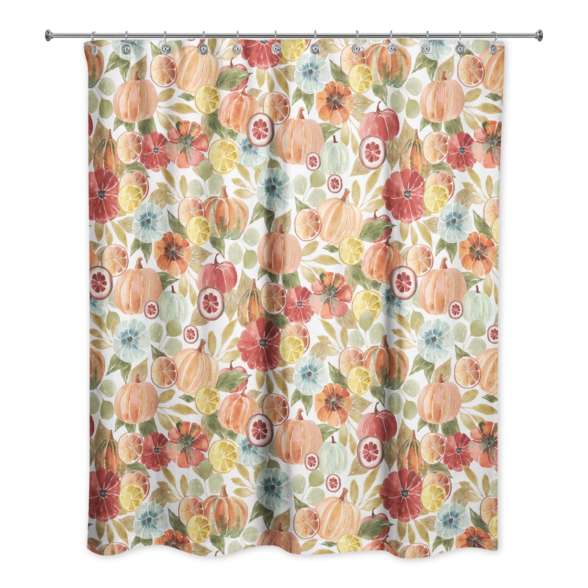 Harvest Watercolor Pumpkins Shower Curtain