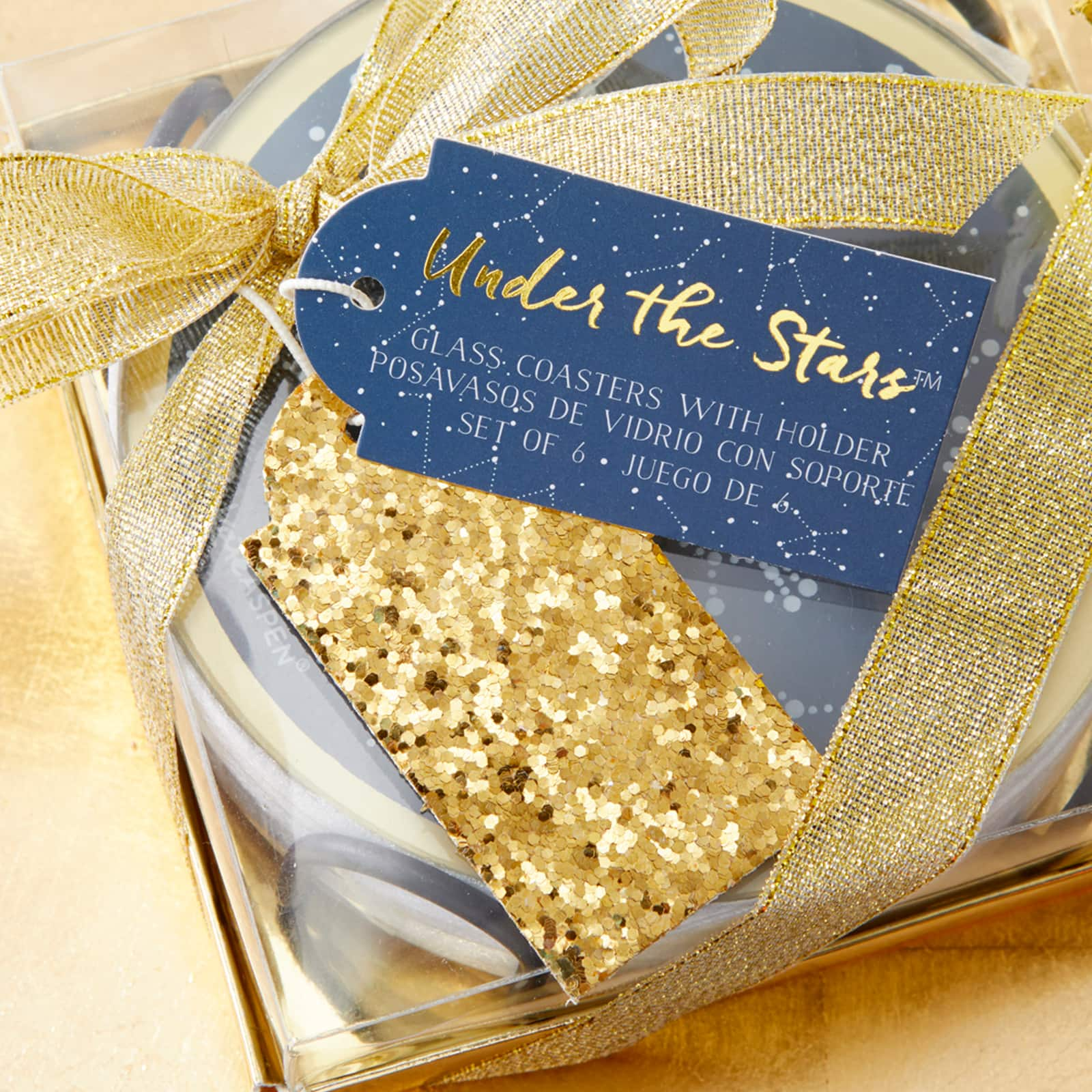 Kate Aspen&#xAE; Under the Stars Glass Coasters &#x26; Holder Set