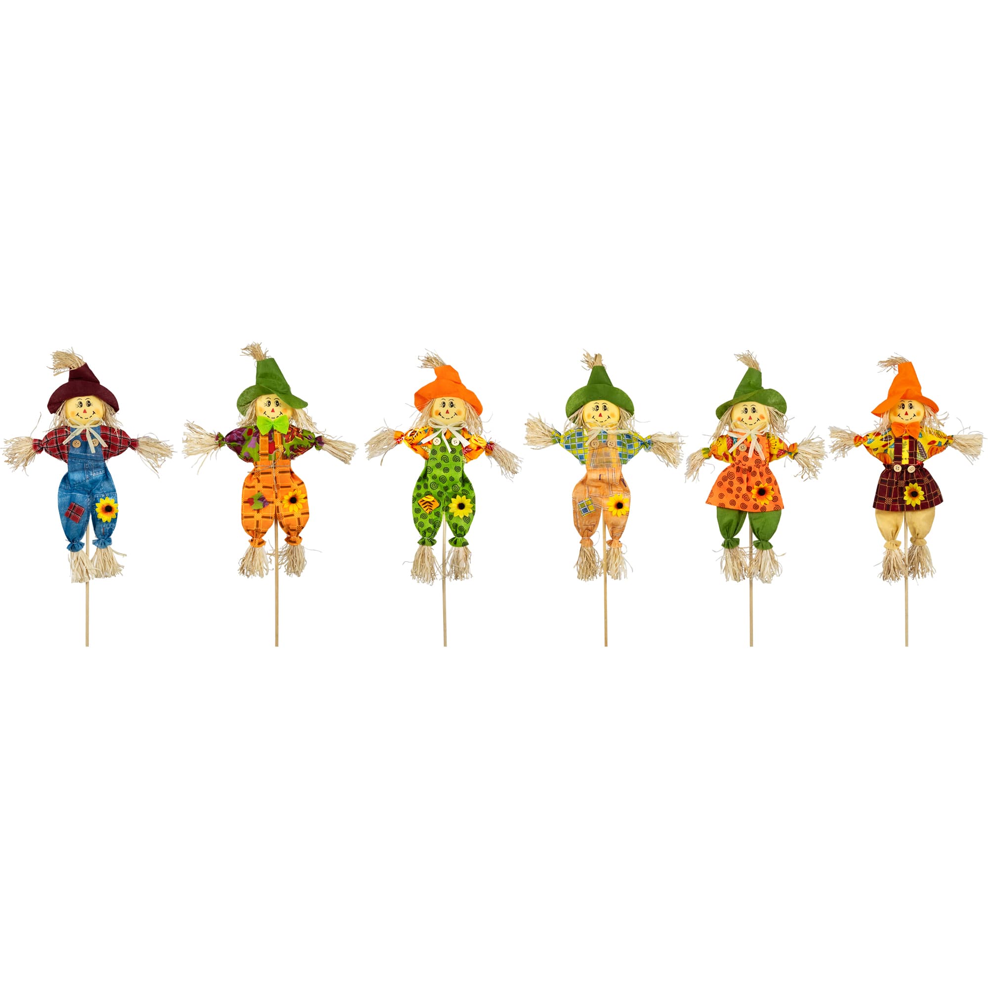 24&#x22; Fall Harvest Scarecrow Picks, 6ct.