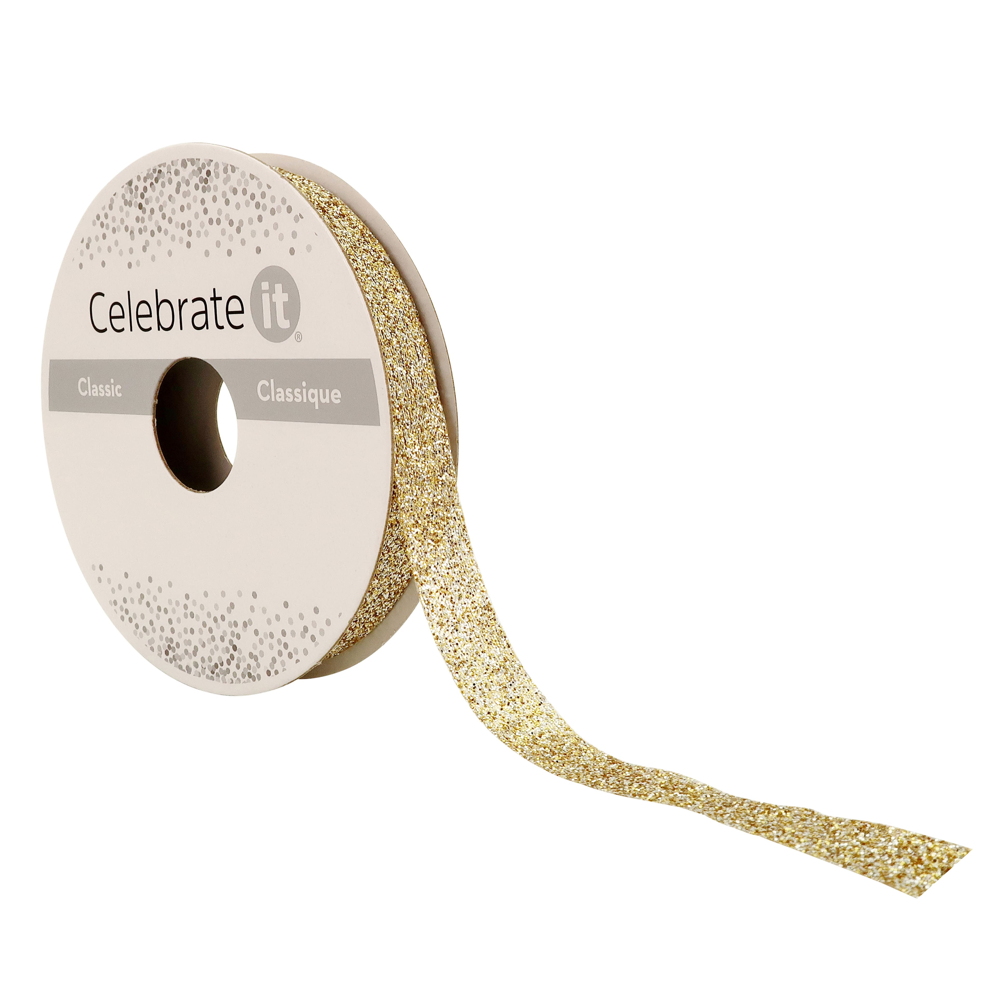 12 Pack: 3/8" x 5yd. Metallic Glitter Ribbon by Celebrate It®