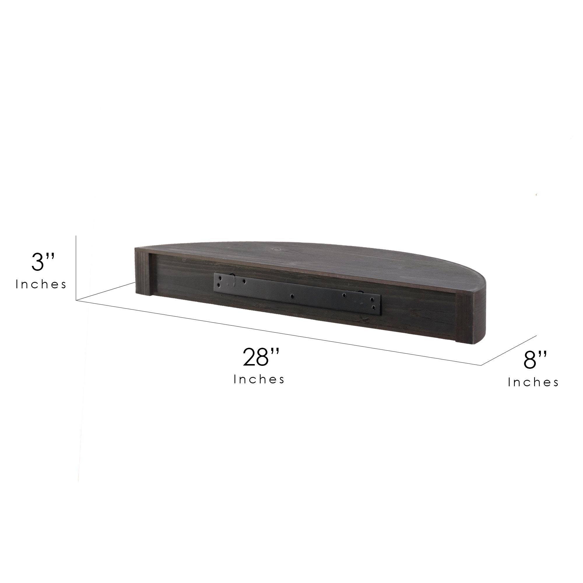 Small Black Round Wood Floating Wall Shelf