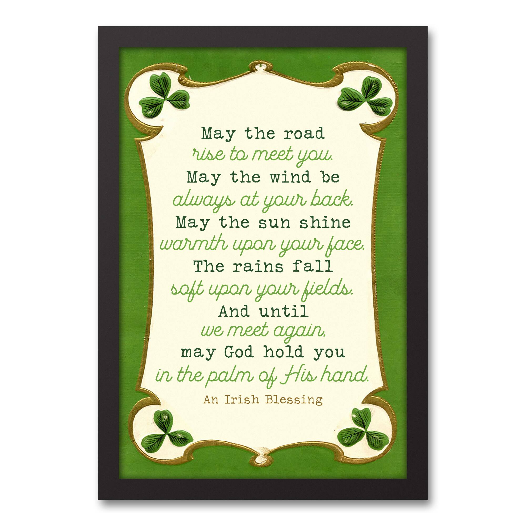 Bordered Irish Blessing Black Framed Canvas