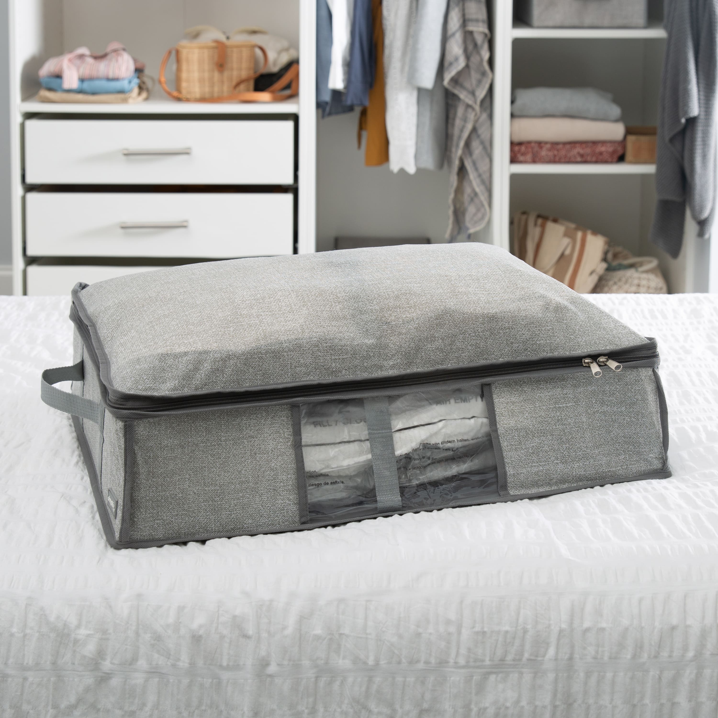 Simplify Heather Gray 2-in-1 Under The Bed Vacuum Storage Bag &#x26; Tote