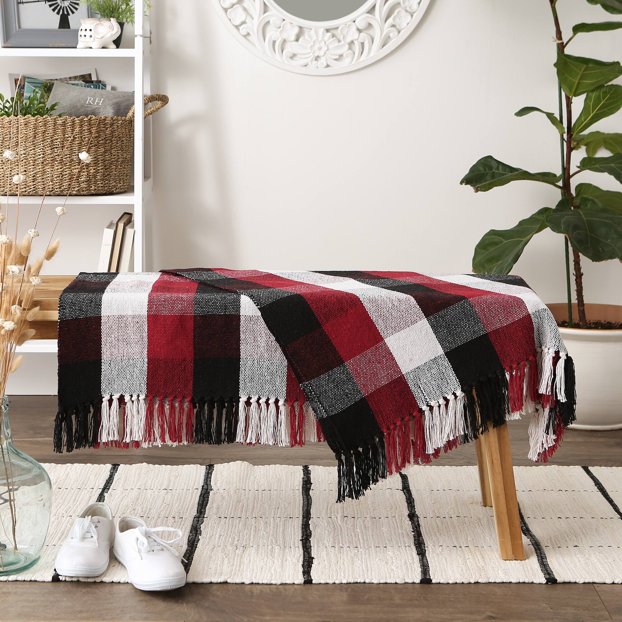 DII&#xAE; Cardinal Red Tri-Color Check Throw