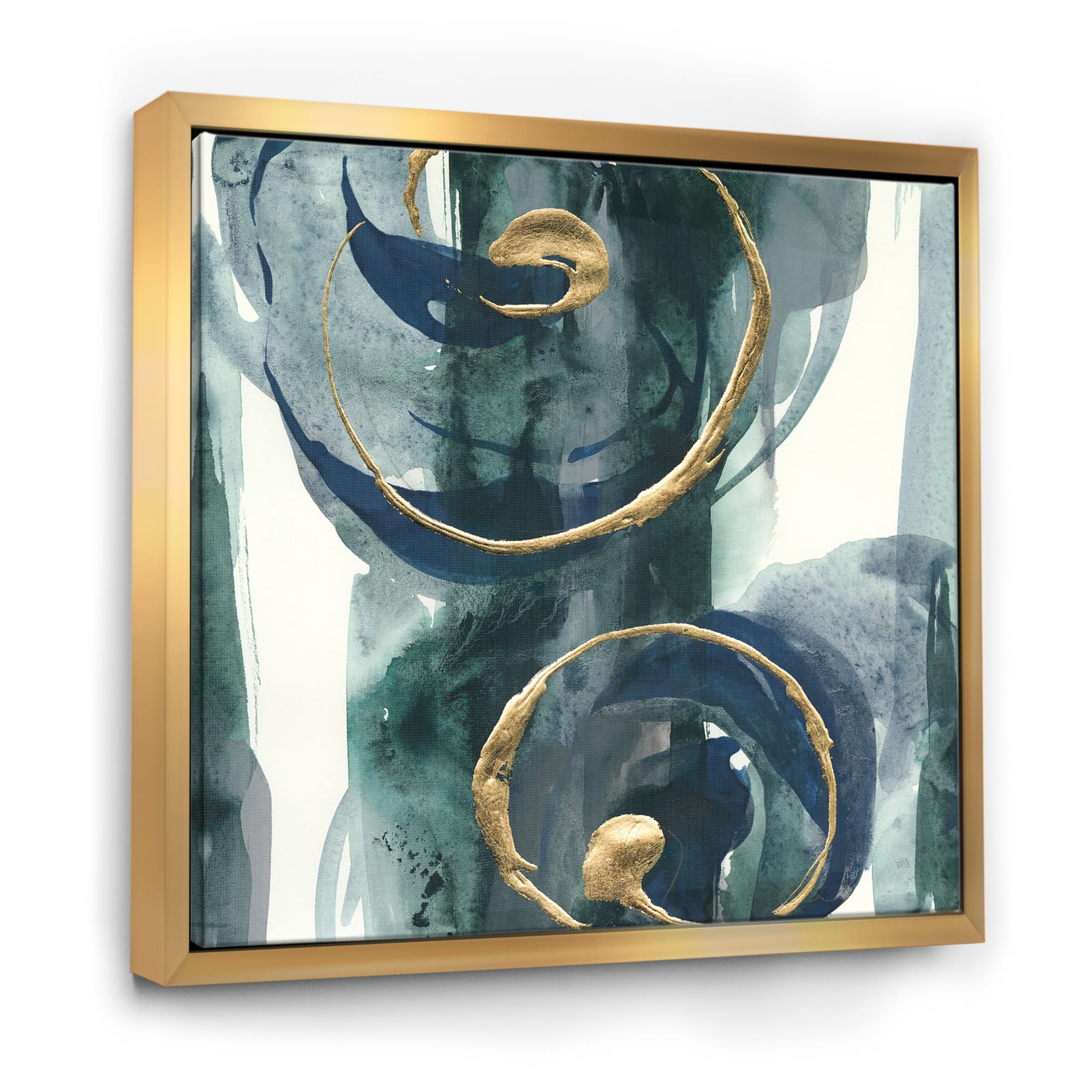 Designart - Mettalic Indigo and Gold II - Posh &#x26; Luxe Framed Canvas