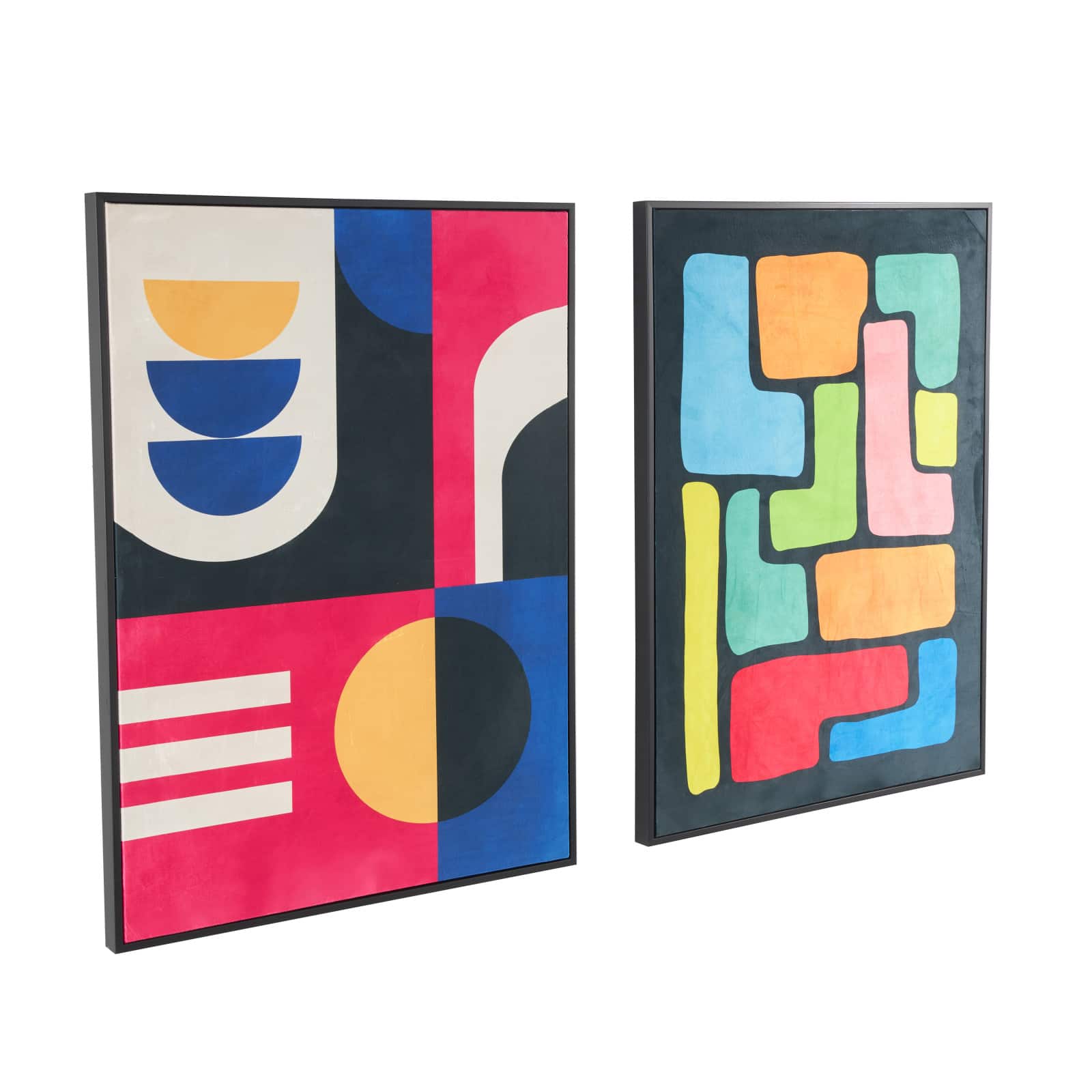 Multicolored Canvas Geometric Living Room Framed Wall Art Set
