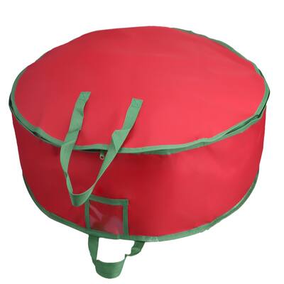 Rubbermaid Christmas Wreath Storage Bag*27”*red Sturdy Plastic*2  Handles*zipper