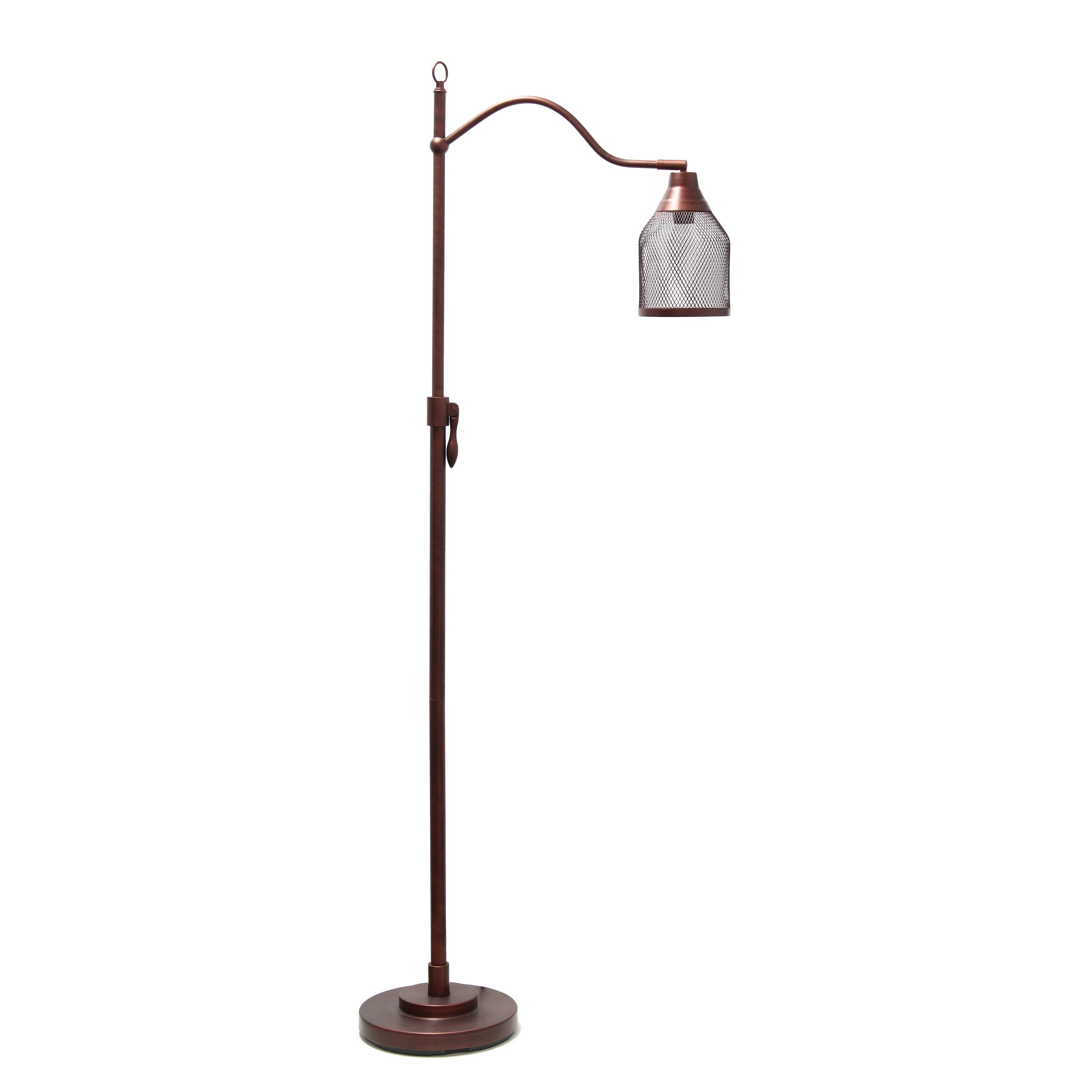 Lalia Home 5ft. Red Bronze Vintage Arched Floor Lamp with Iron Mesh Shade
