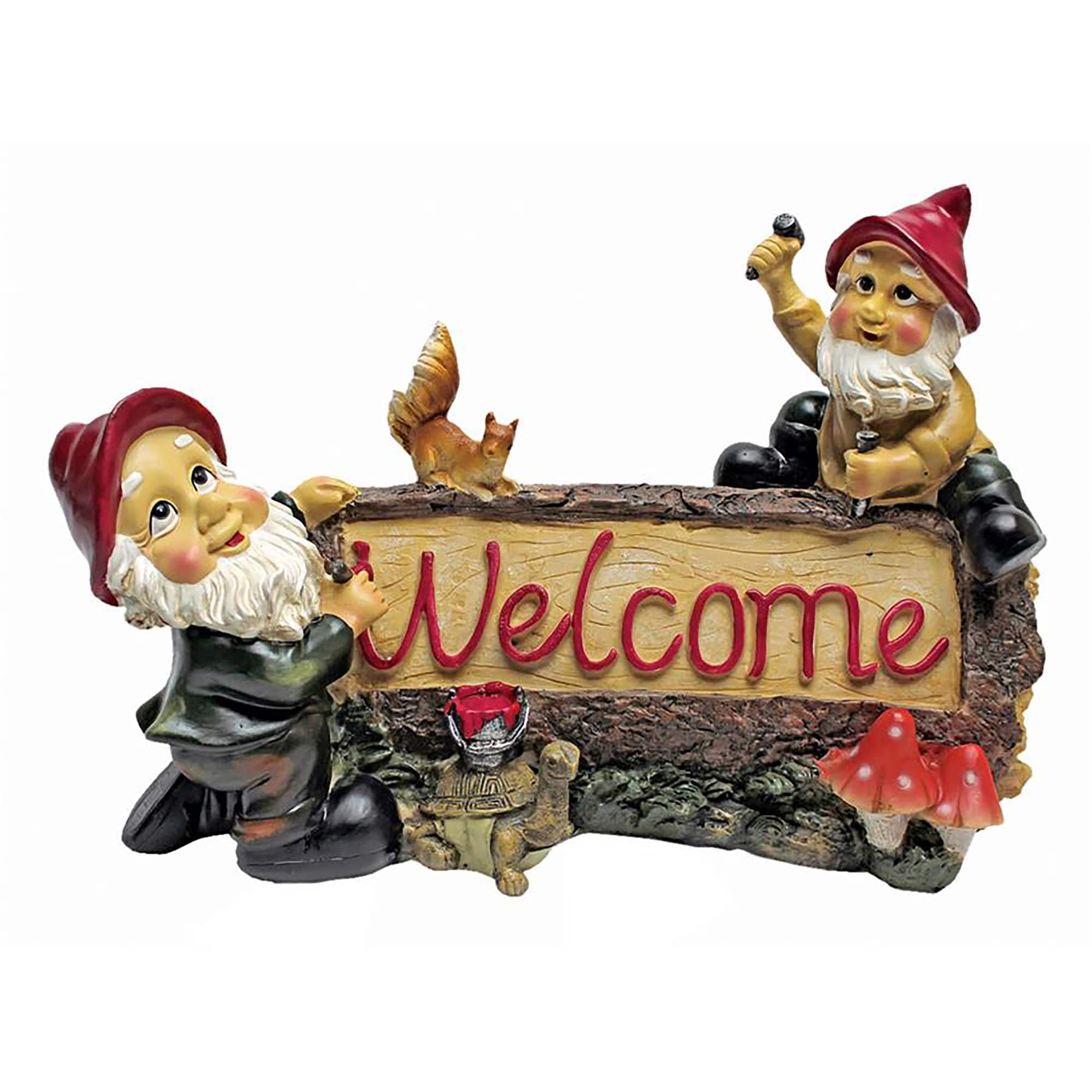 Design Toscano 11&#x22; Greetings from the Garden Gnomes Welcome Statue