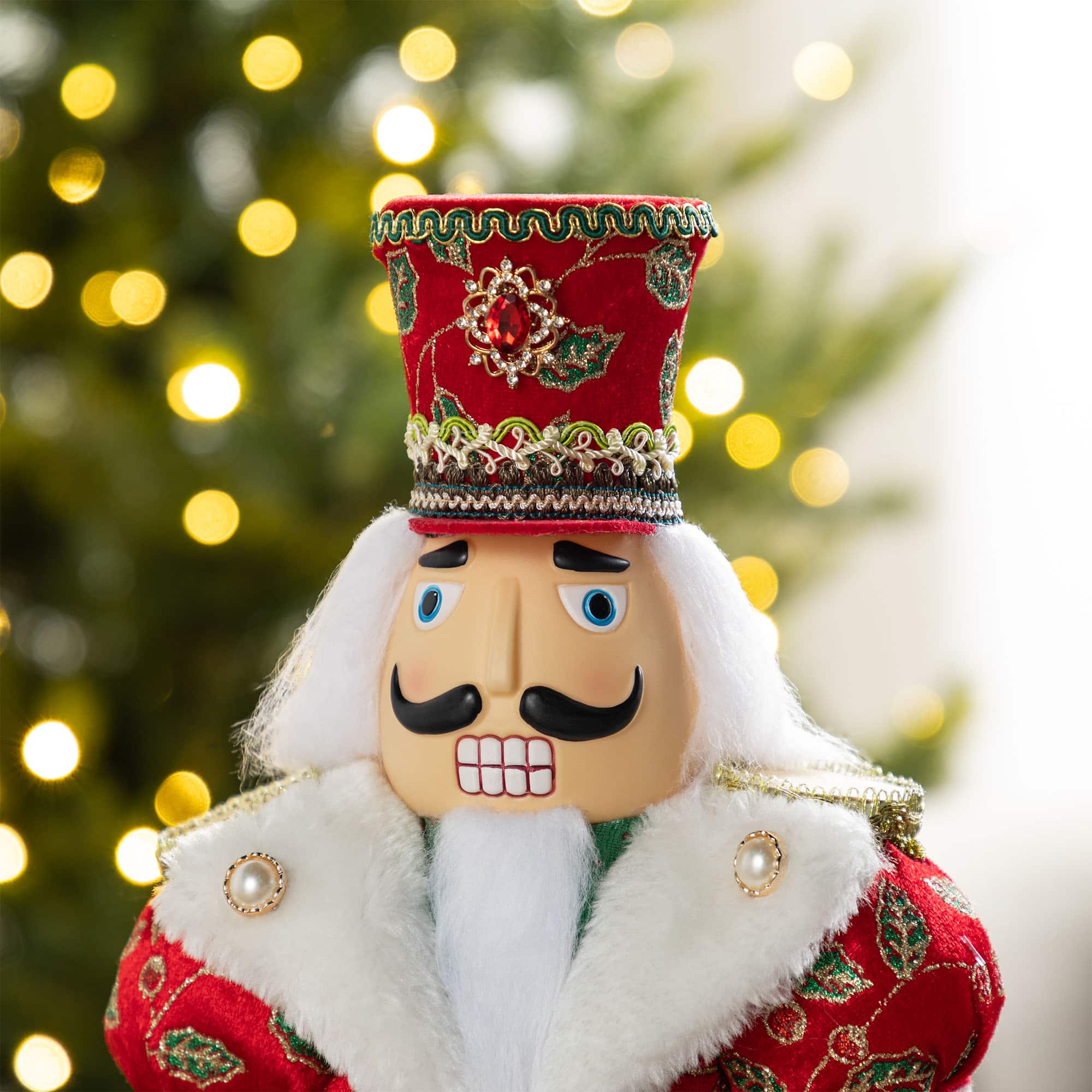 Glitzhome&#xAE; 20&#x22;H Faux Fur Christmas Nutcracker Figurine
